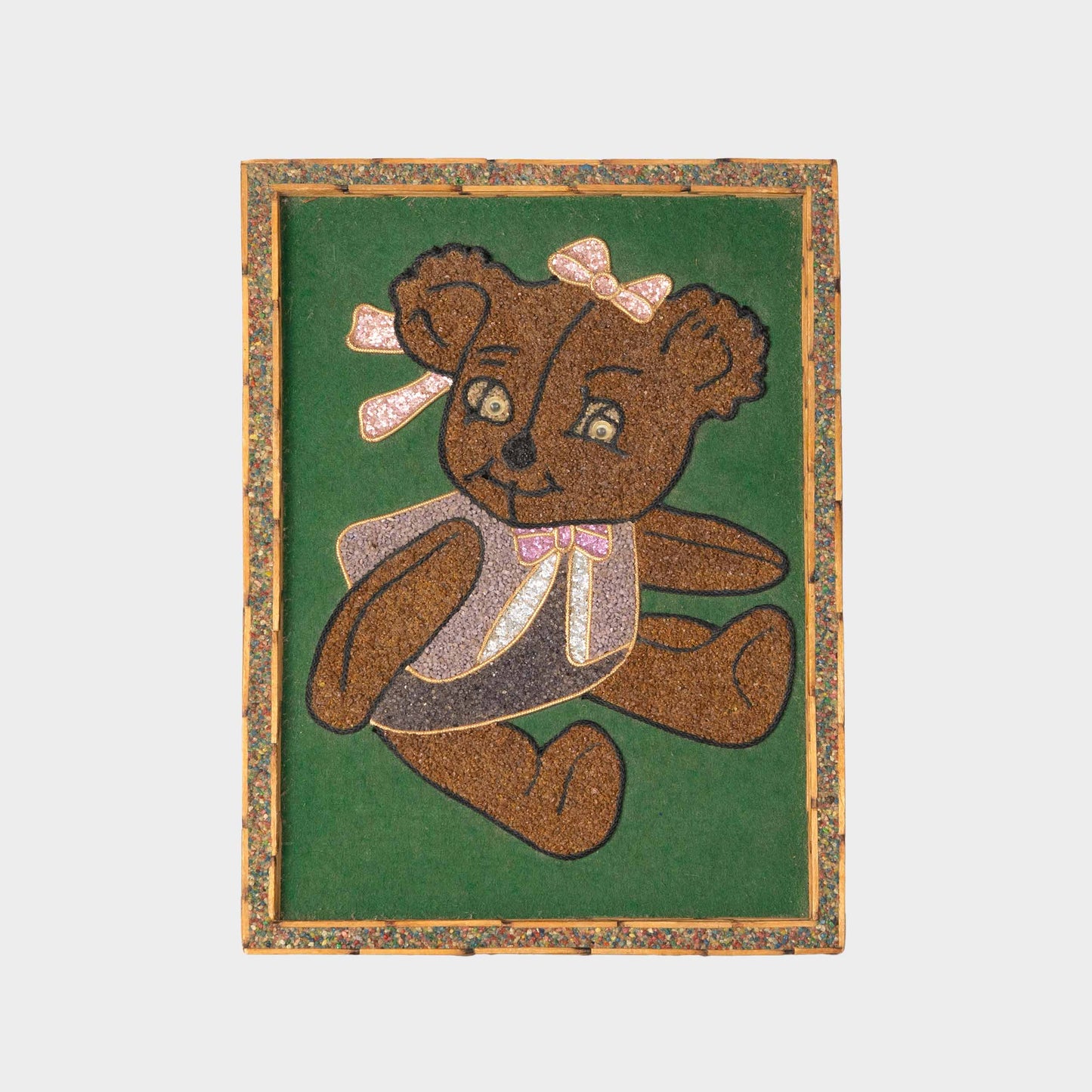 Vintage Teddy Bear Sand Art Painting