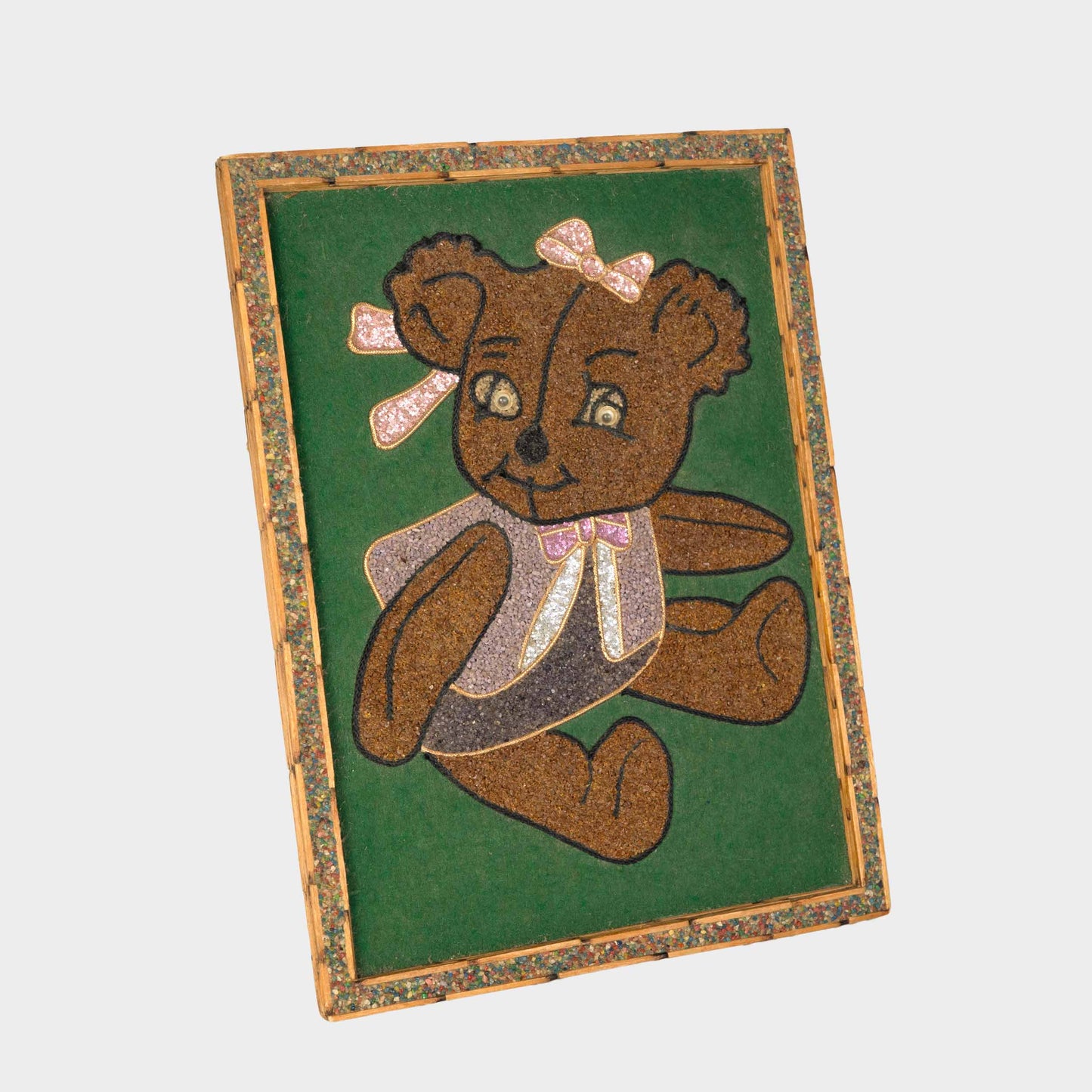 Vintage Teddy Bear Sand Art Painting