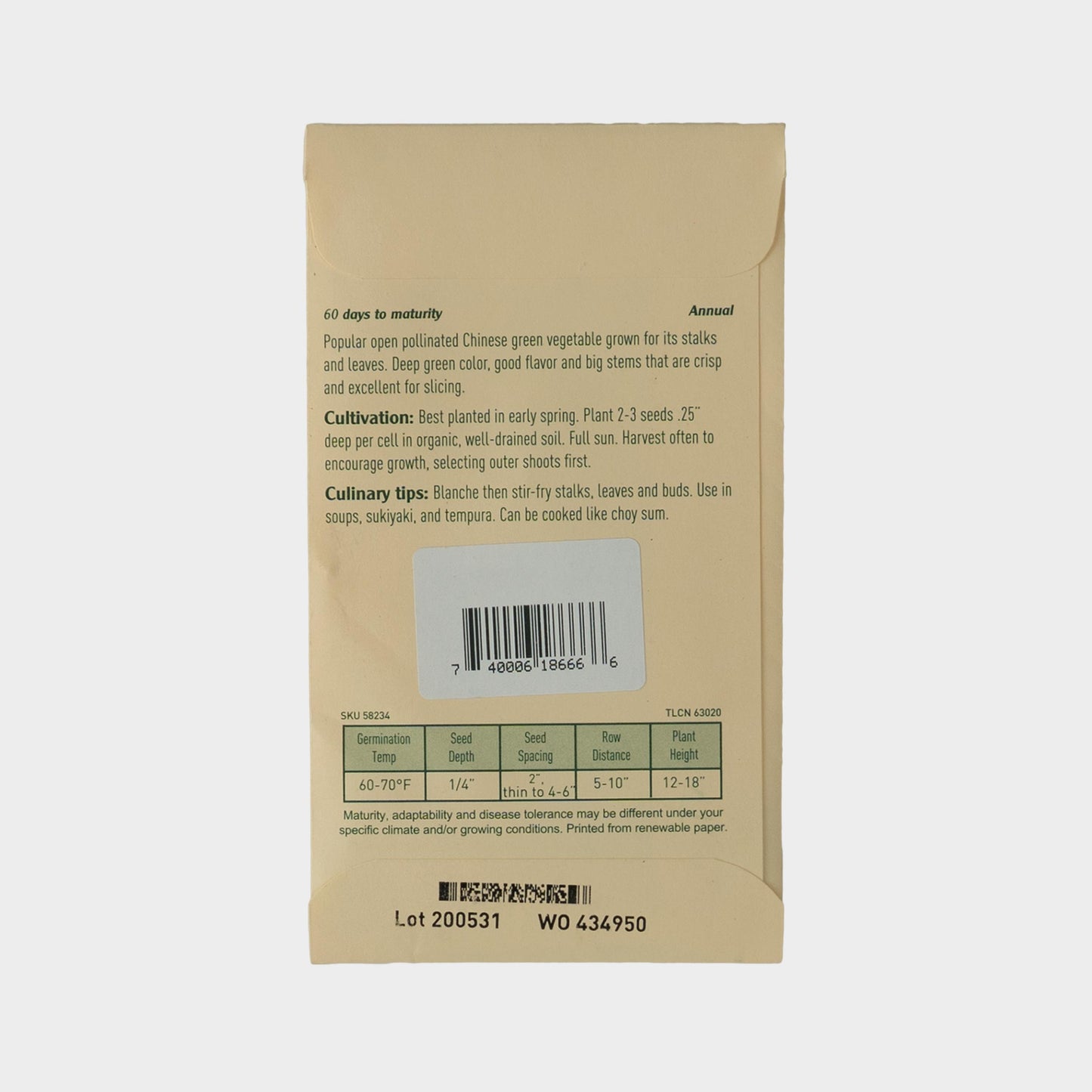 Kitazawa Chinese Broccoli Hybrid Seeds