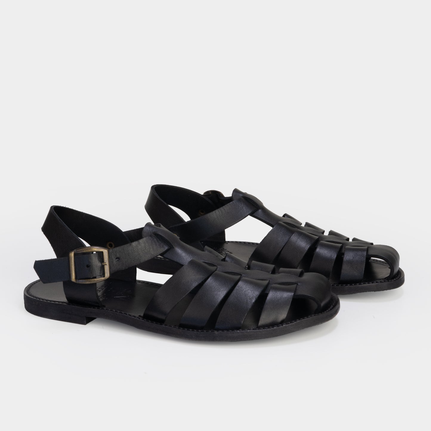 Calfskin Leather Fisherman Sandals in Black