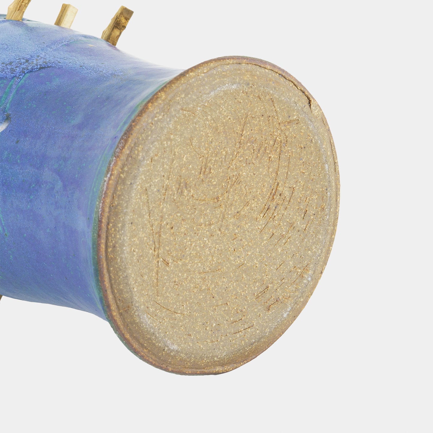 Vintage Ceramic Vase with Slatted Flower Frog