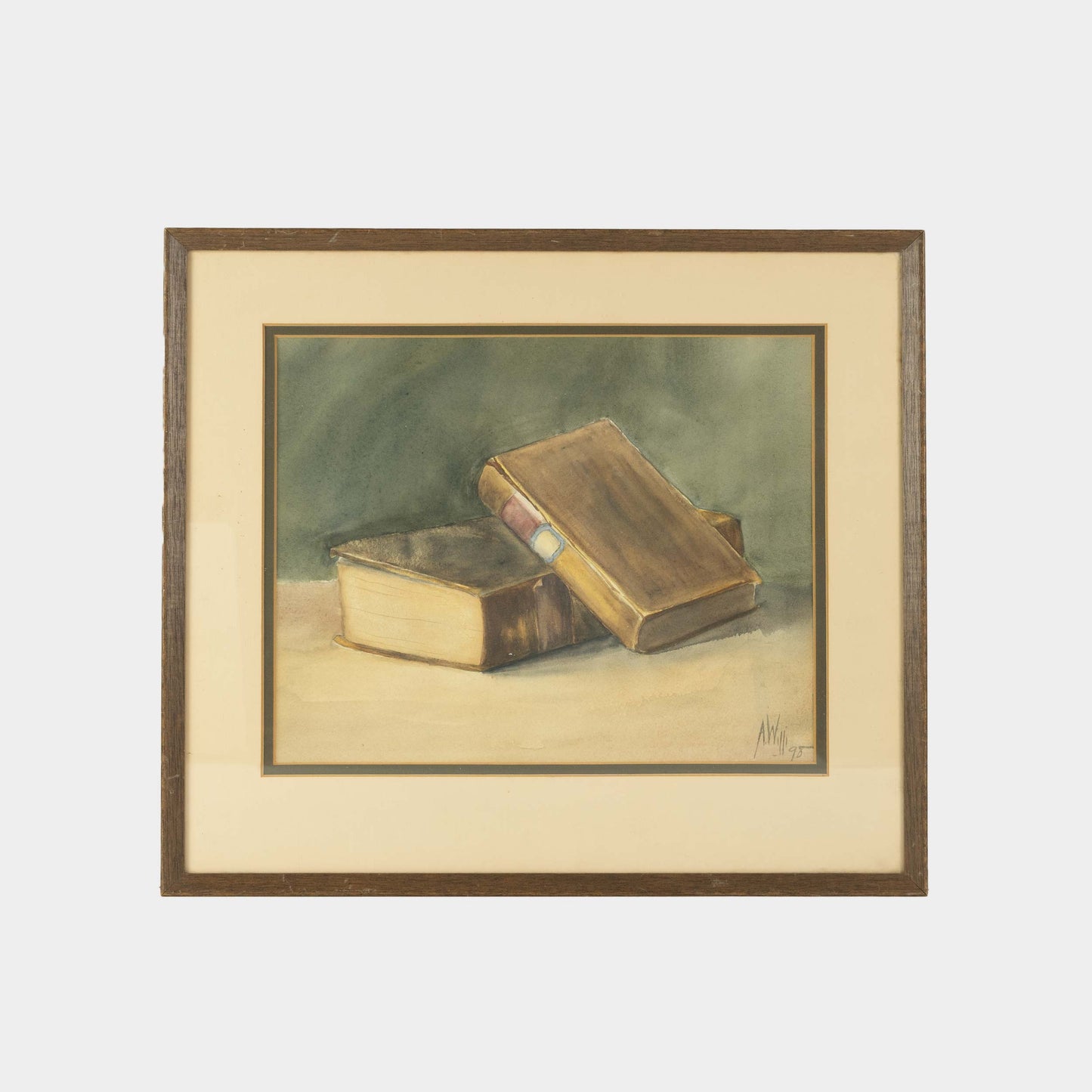 Framed Watercolor of Books, New York