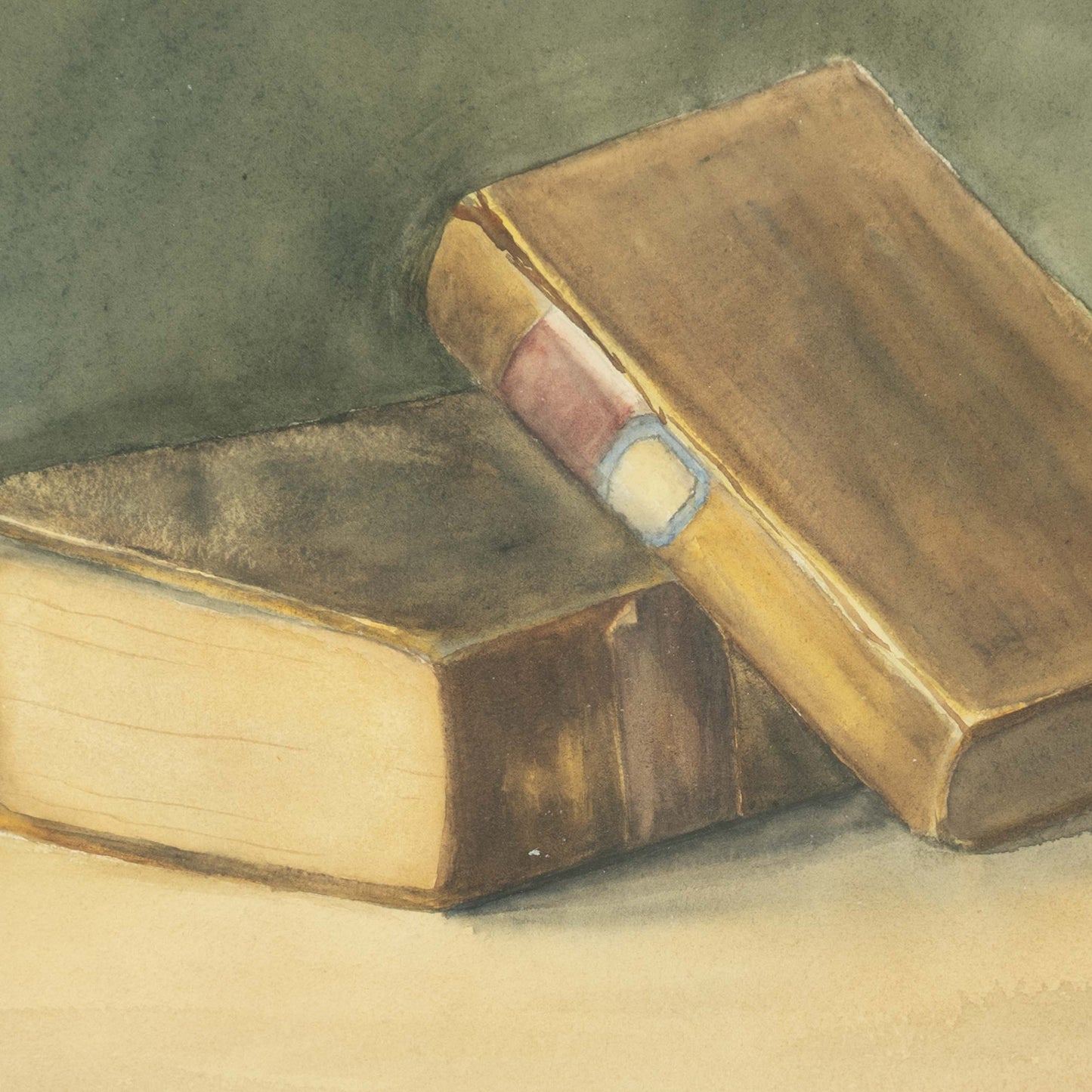 Framed Watercolor of Books, New York
