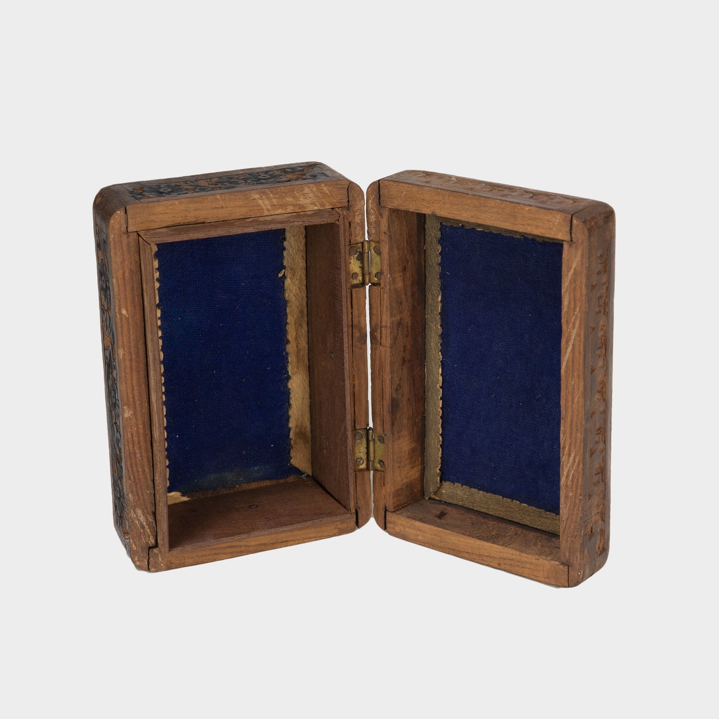 Antique Inlaid Carved Wooden Box