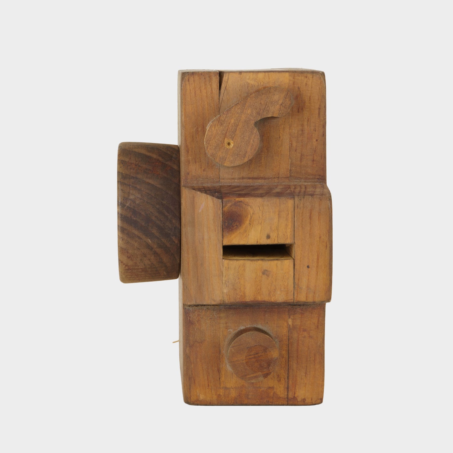 Vintage Folk Wood Camera Sculpture