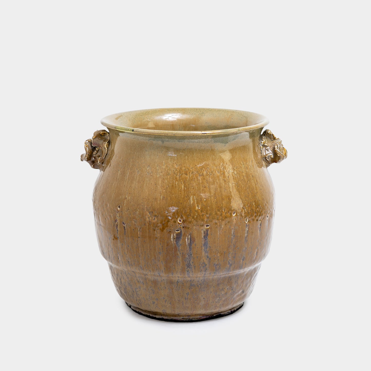 Vintage Ceramic Vase/Confit Pot with Rosette Handles