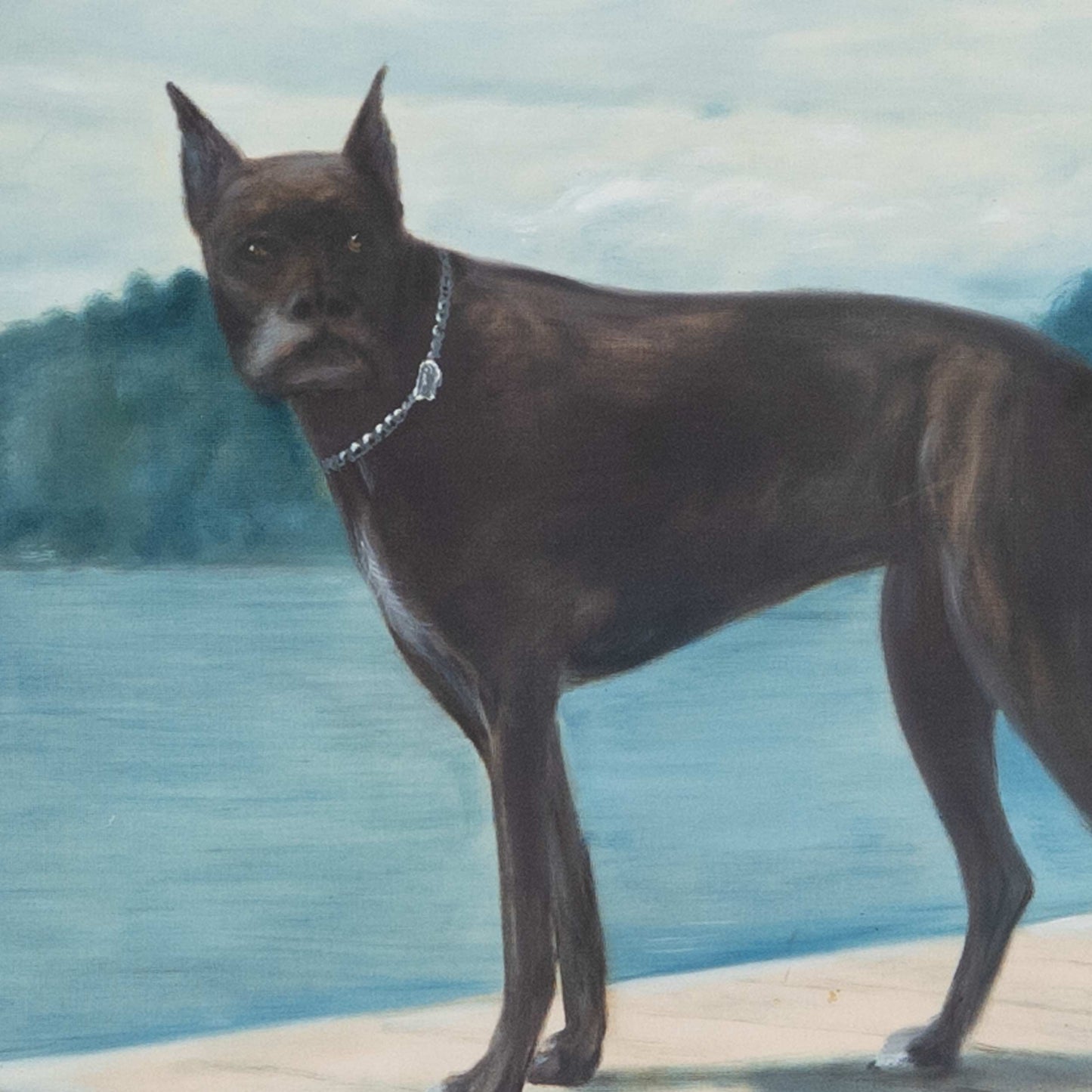 Vintage Mid Century Painting of Great Dane