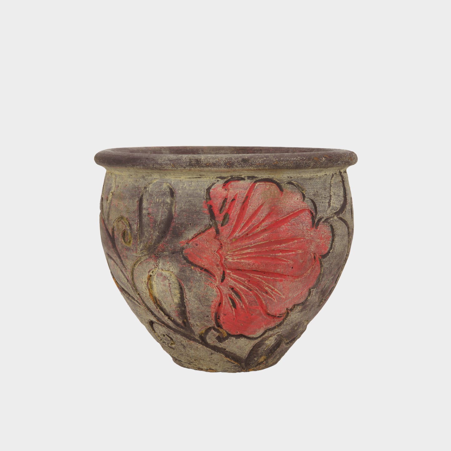 Vintage Arts and Crafts Pot with Poppy Motif