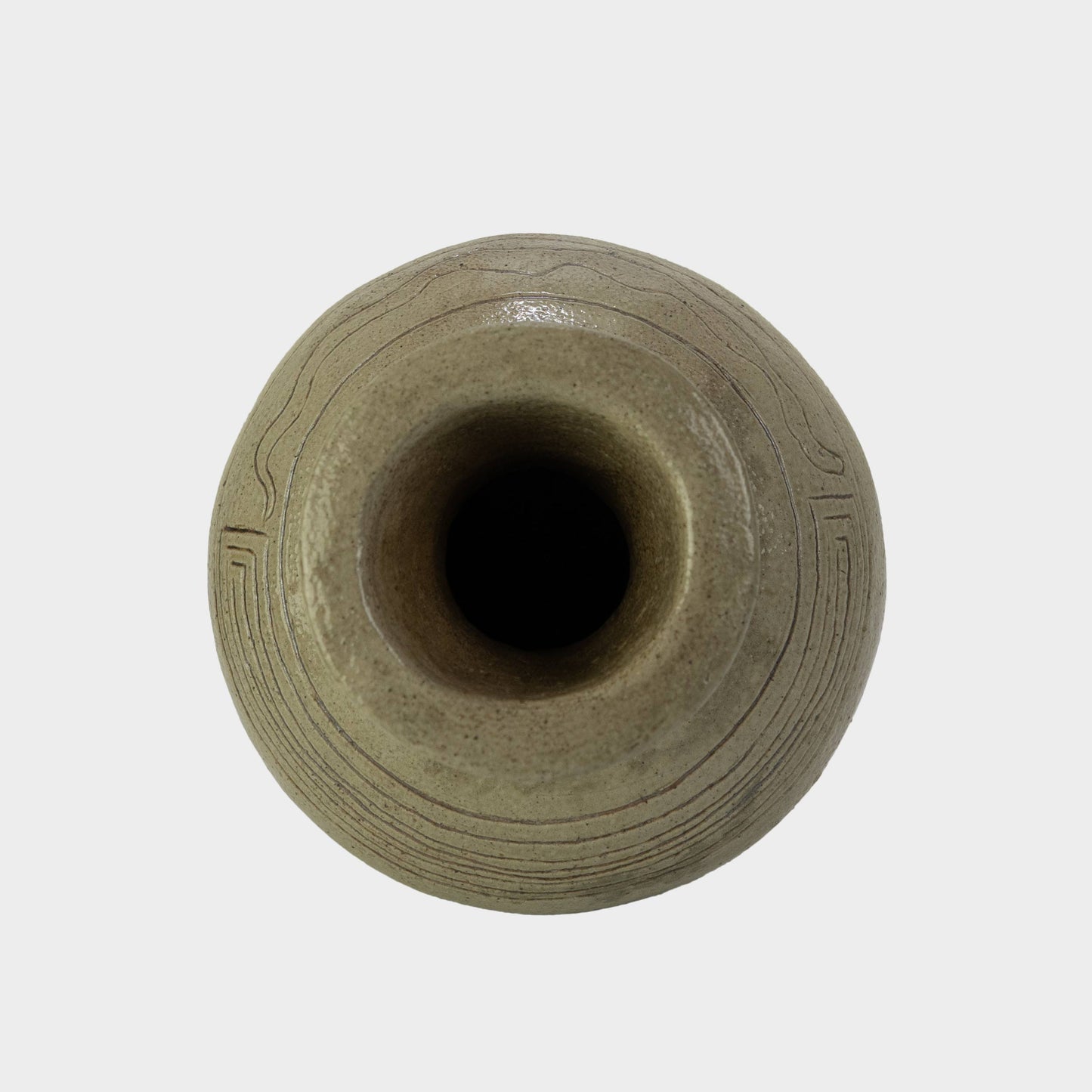 Vintage Etched Stoneware Vase