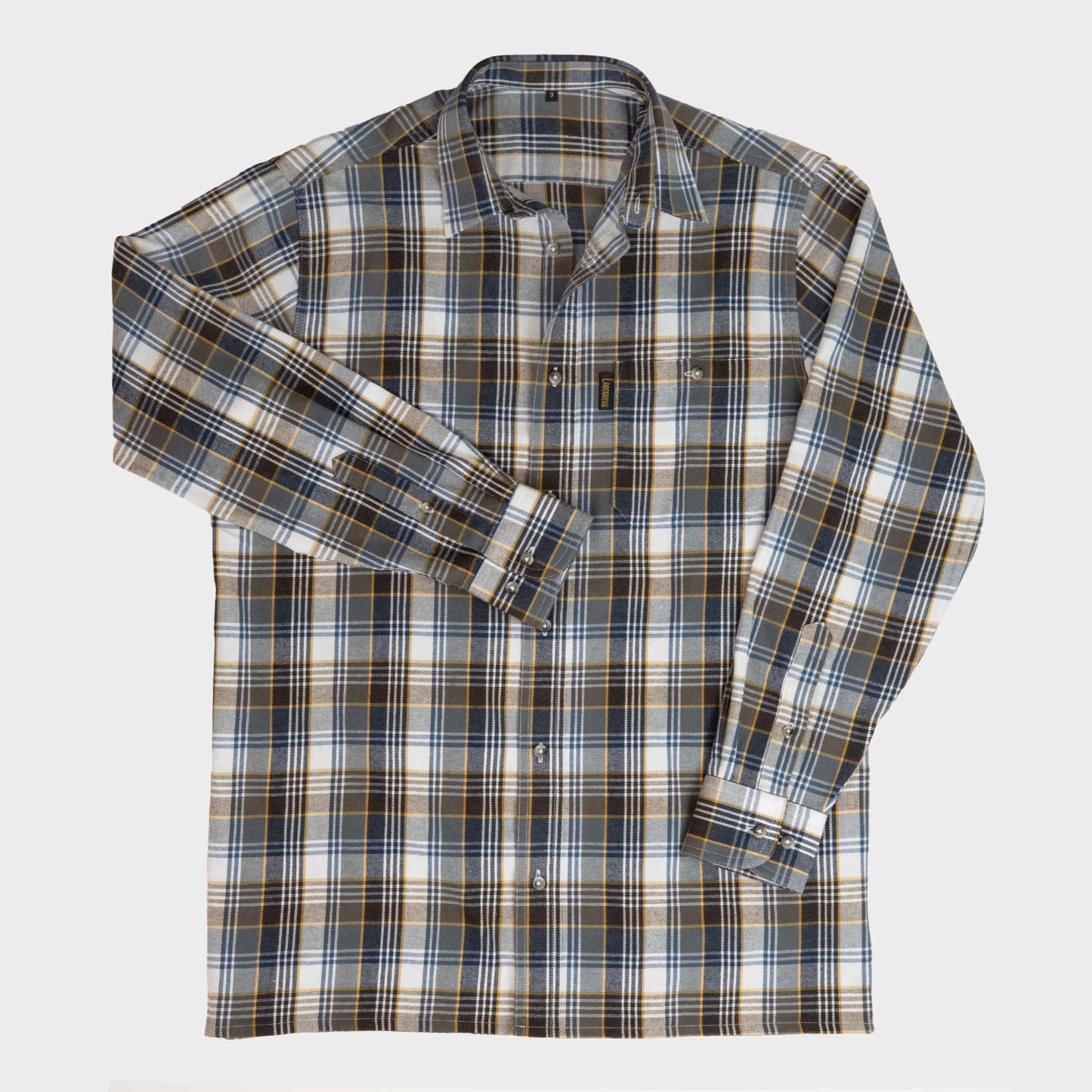 Le Laboureur French Flannel Long Work Shirt in Ivory