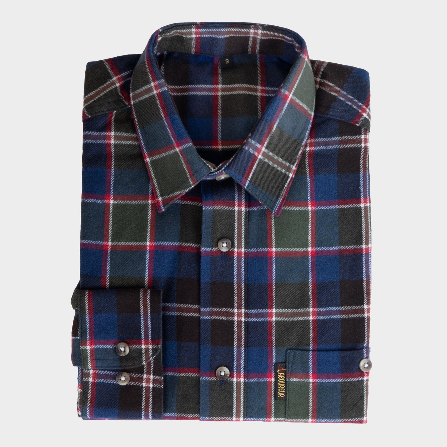 Le Laboureur French Flannel Long Work Shirt in Multi