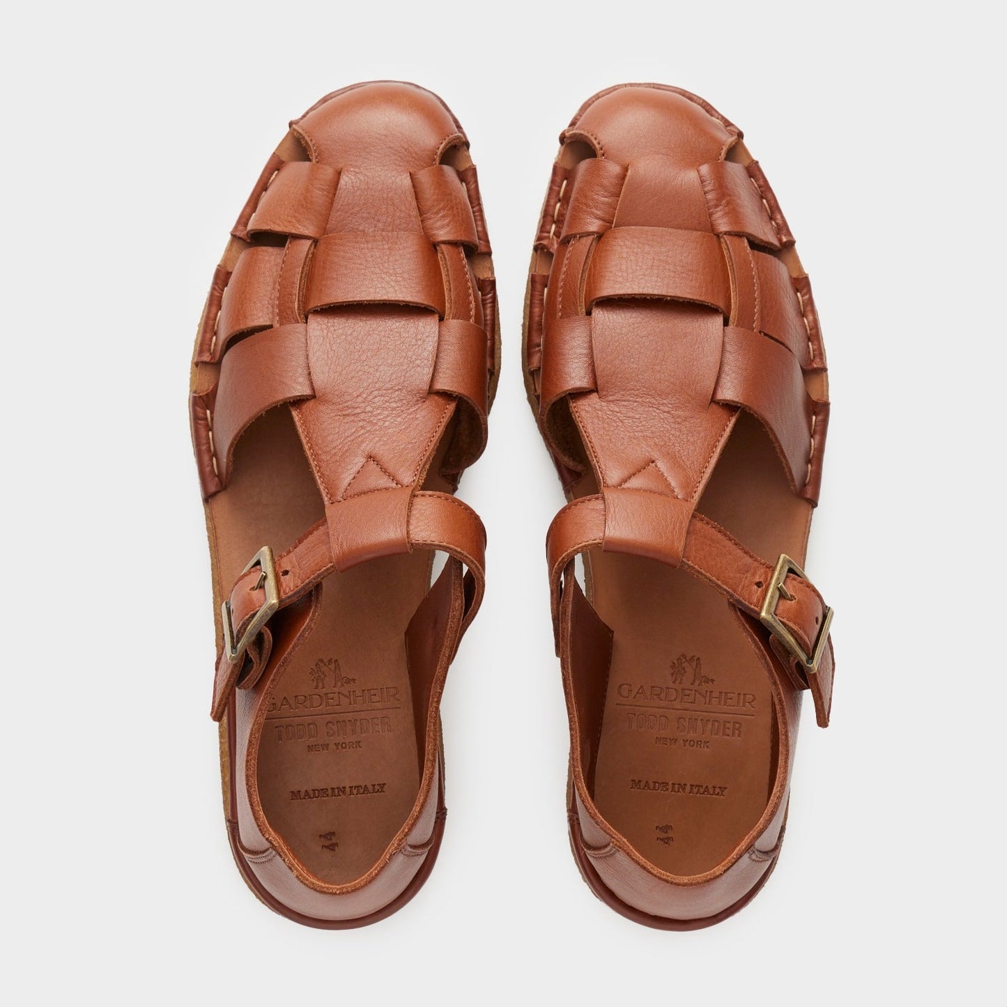 Todd Snyder x Gardenheir Leather Fisherman Sandals in Cognac