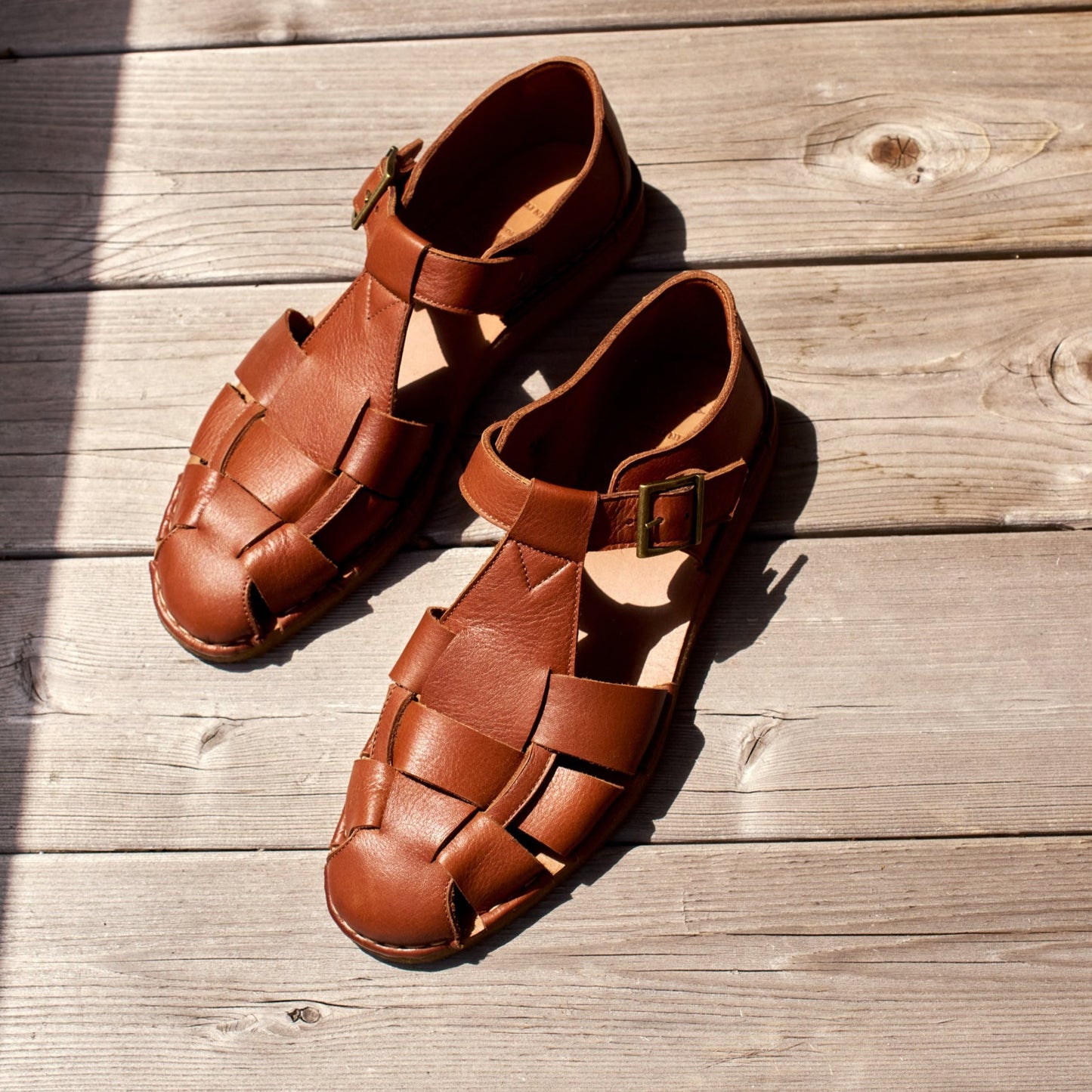 Todd Snyder x Gardenheir Leather Fisherman Sandals in Cognac