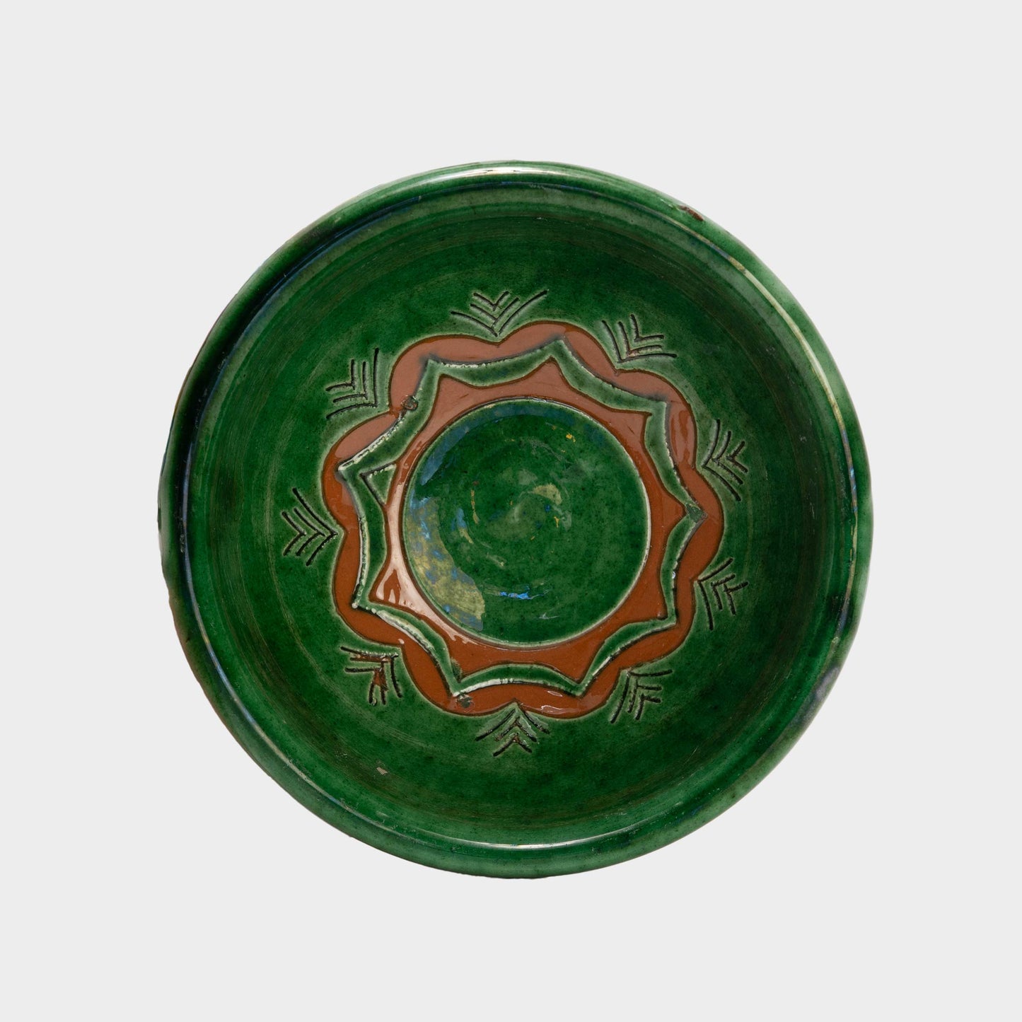 Vintage Etched Ceramic Bowl