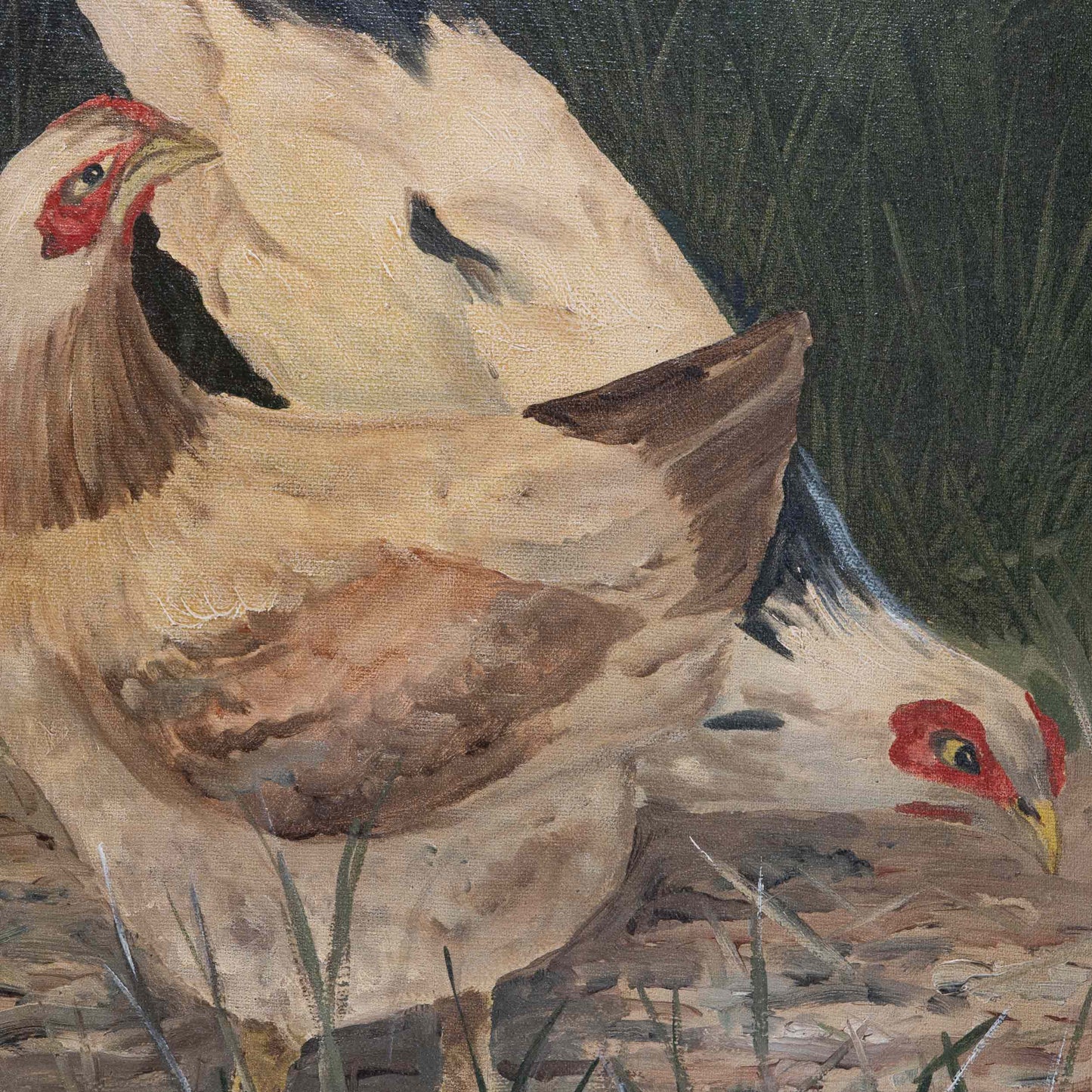 Vintage Painting of Chickens