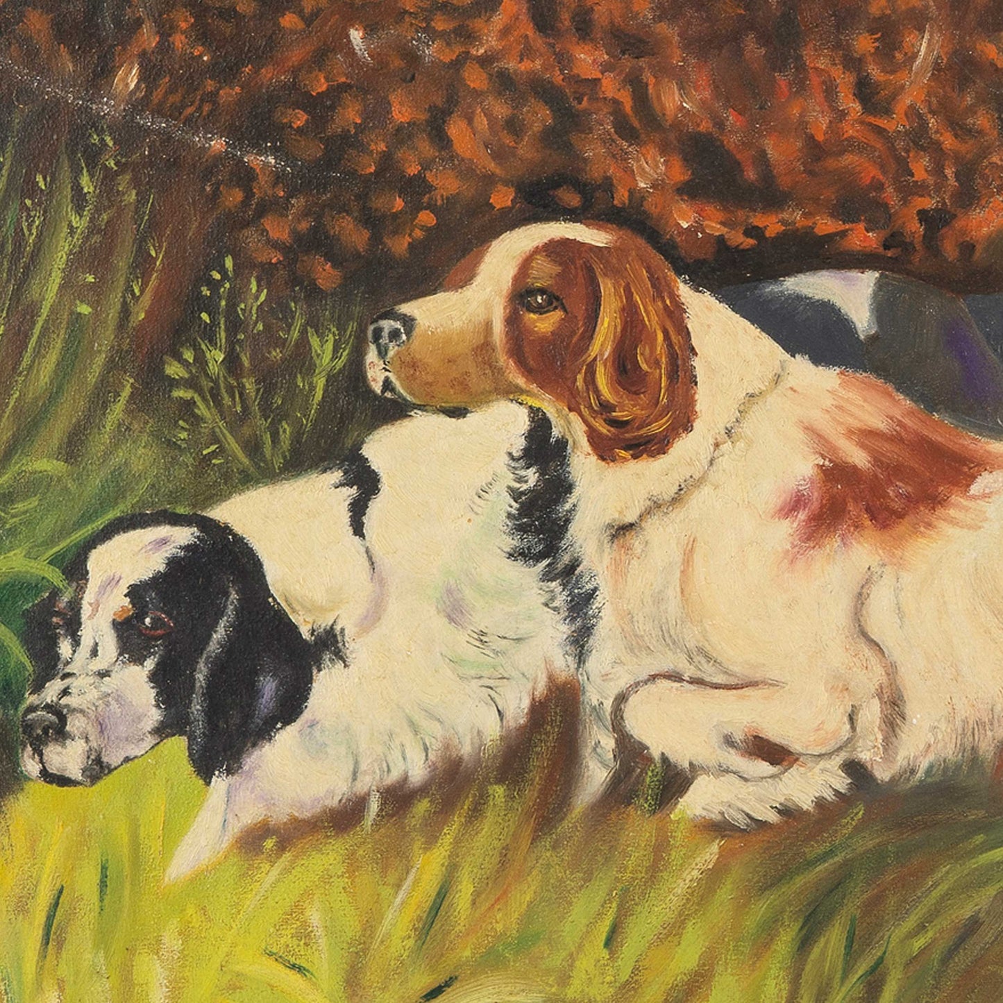 Vintage Painting Study of Hunting Dogs, 1940s