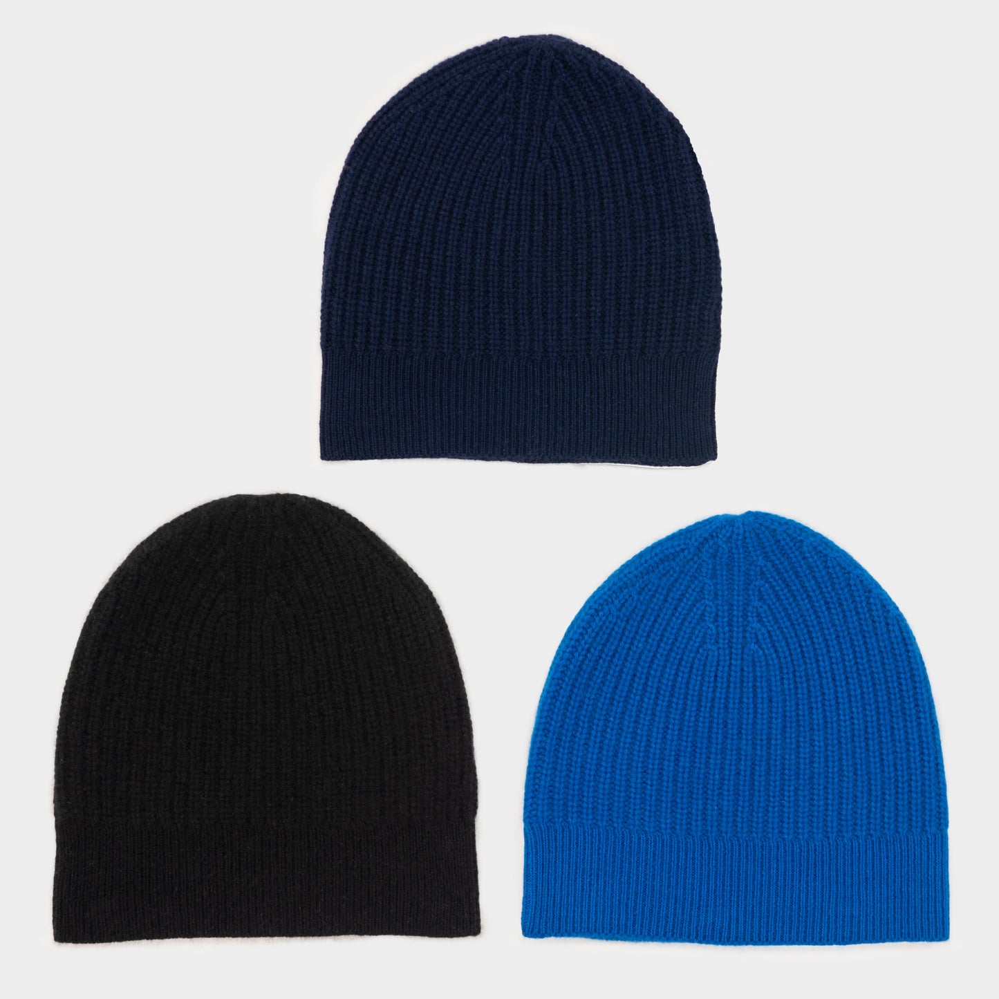 Himalayan Cashmere Fisherman Ribbed Beanie - Marine Palette