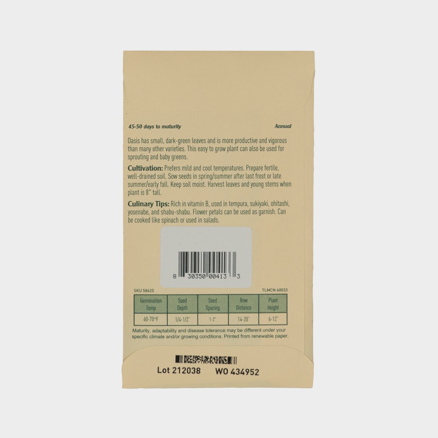 Kitazawa Chrysanthemum Oasis Greens Seeds
