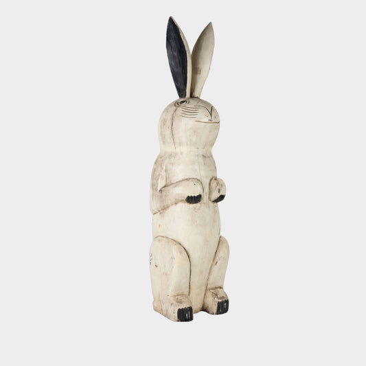 Antique Large Carved Wood Rabbit #2, Japan
