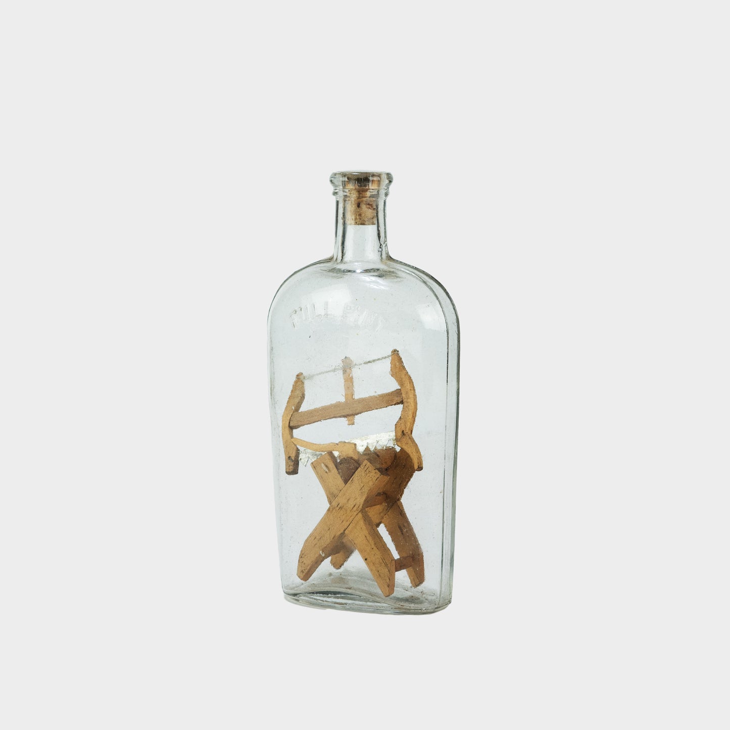 Vintage Miniature Bow Saw in a Bottle