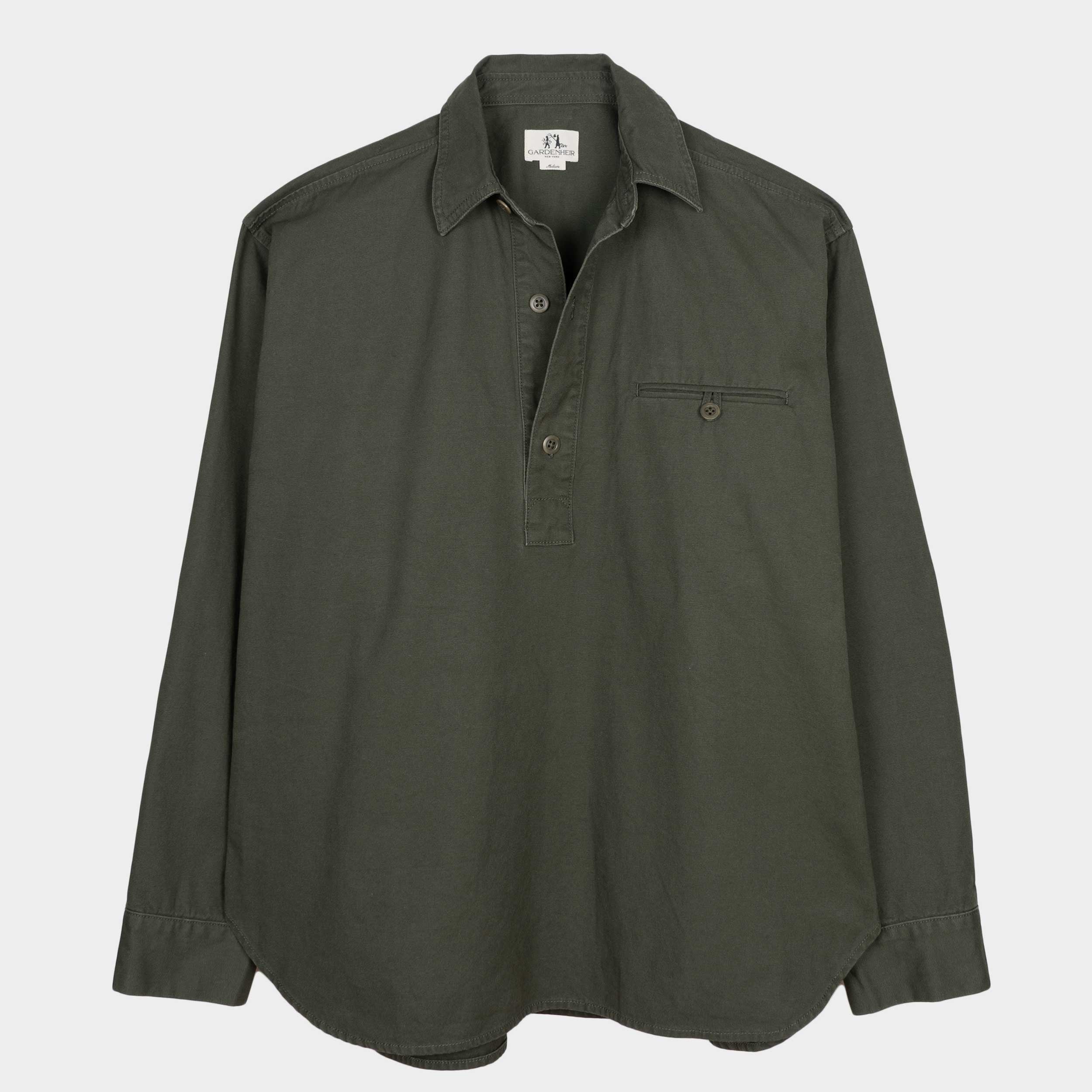 7,040円【UNTRACE】BOX STRETCH SMOCK 2 S/S / OLIVE