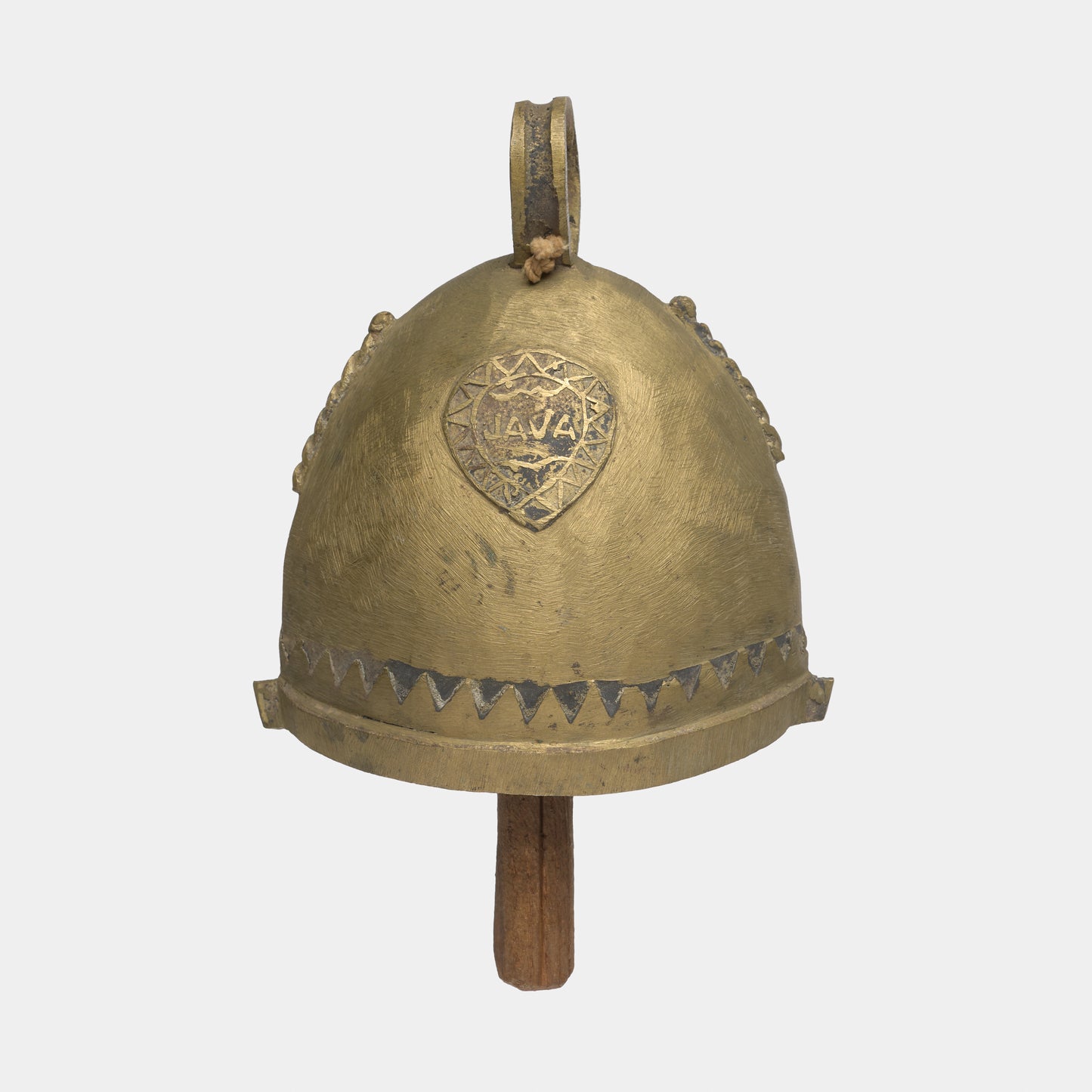 Vintage Javanese Brass Bell with Wood Clapper