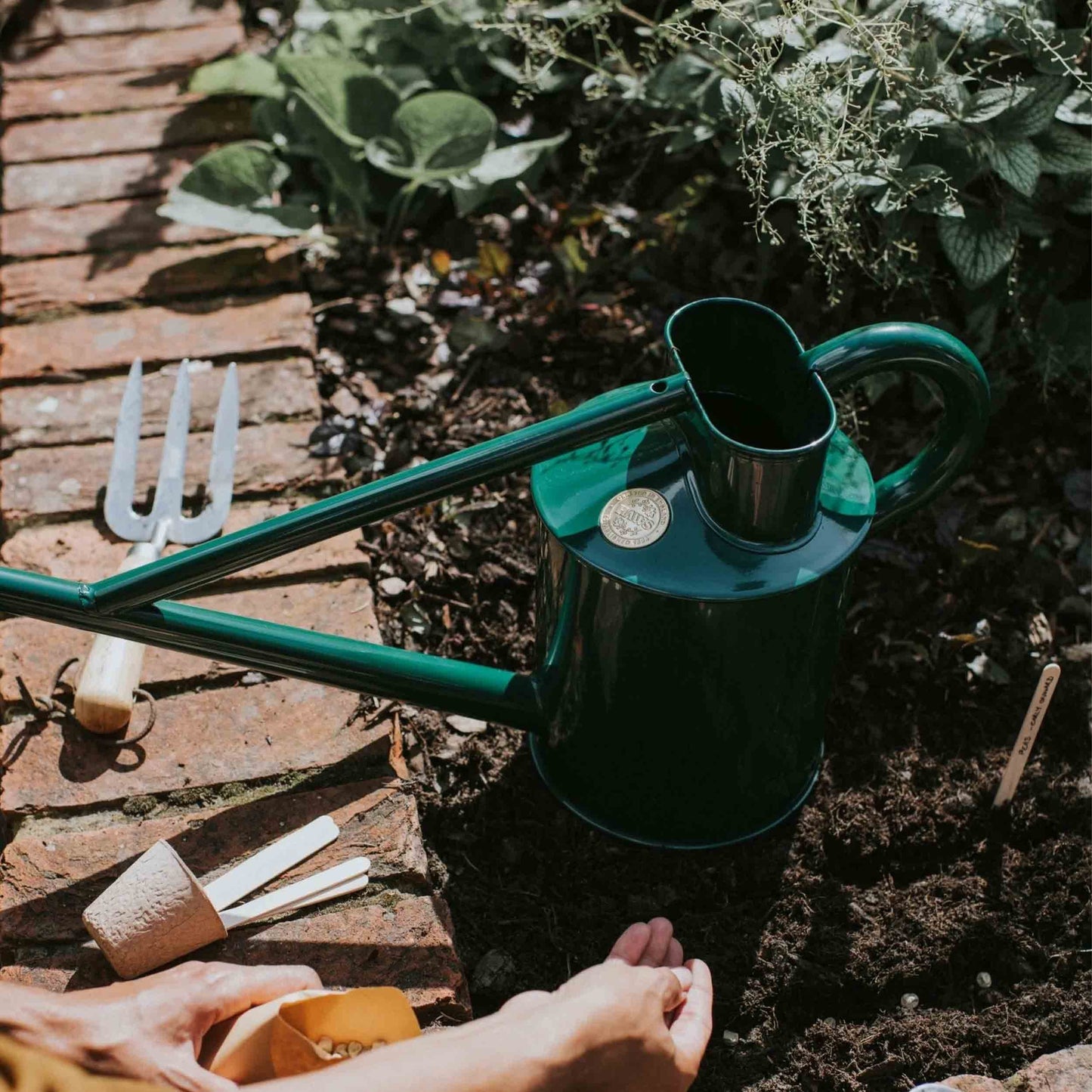Haws England 1 Gallon Long Reach Watering Can in Green- Professional Series