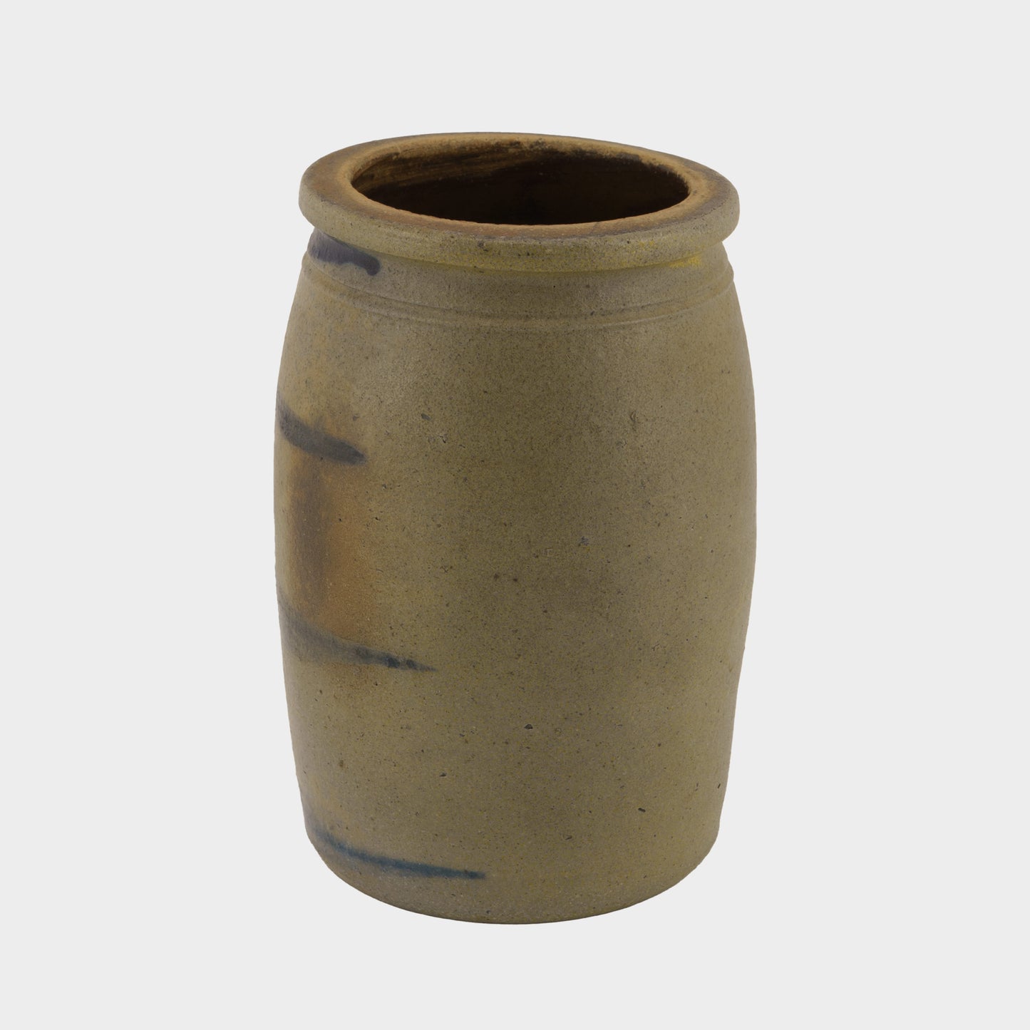 Antique Salt Glazed Stoneware Crock with Cobalt Stripe