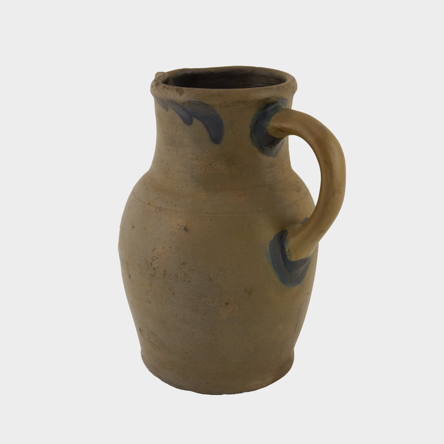 Antique Salt Glazed Stoneware Jug with Cobalt Design