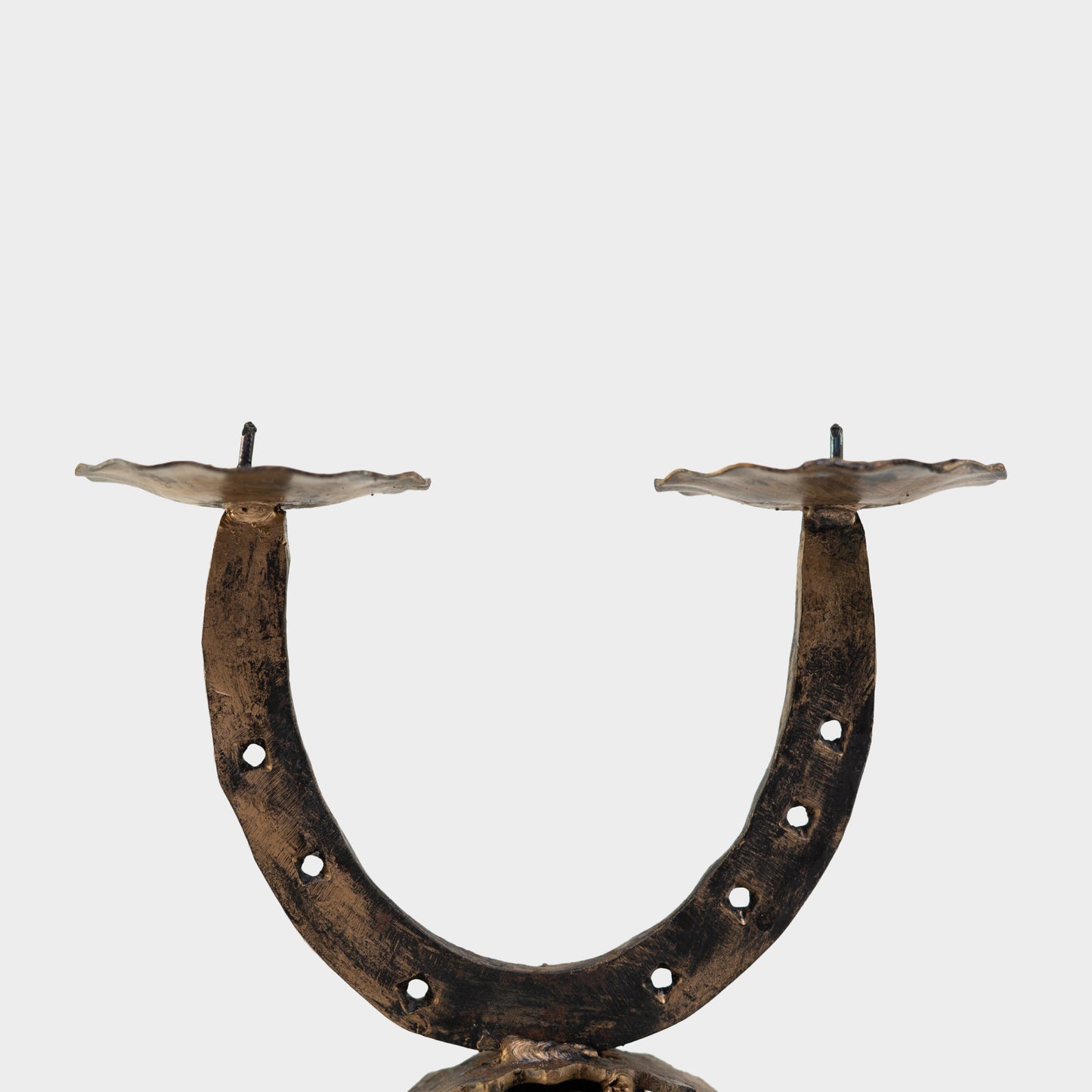 Vintage Brutalist Horseshoe Pair of Candlesticks