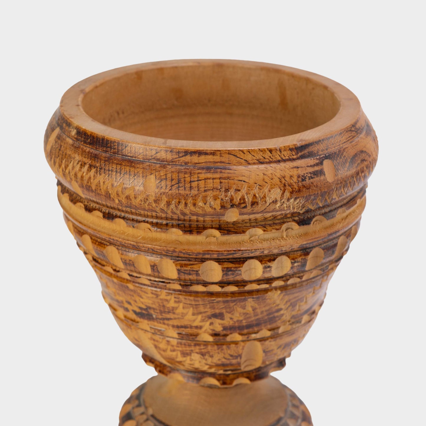 Vintage Hand Carved Wood Vase