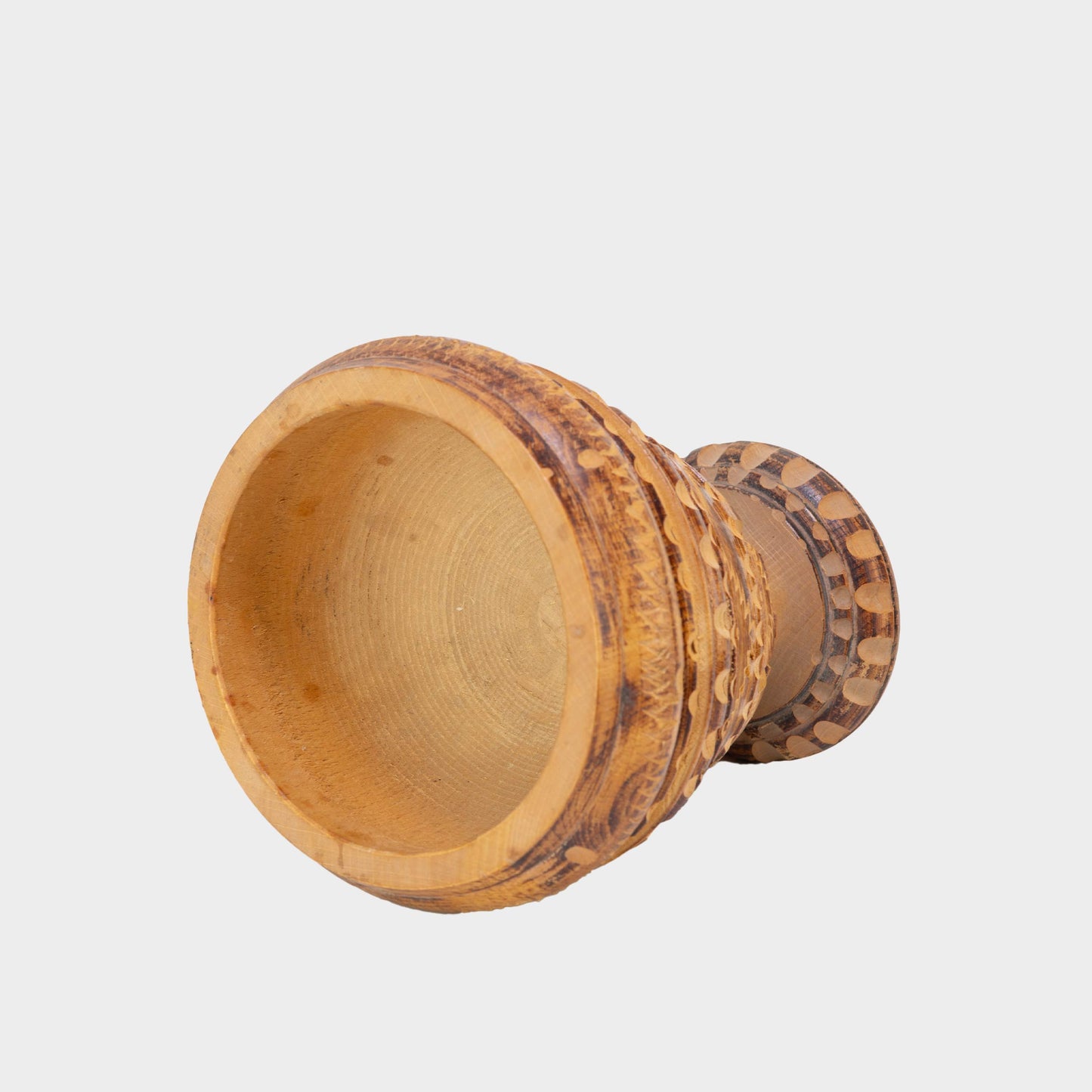 Vintage Hand Carved Wood Vase