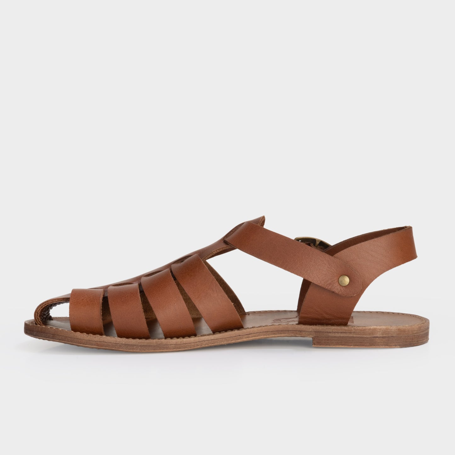 Calfskin Leather Fisherman Sandals in Cognac