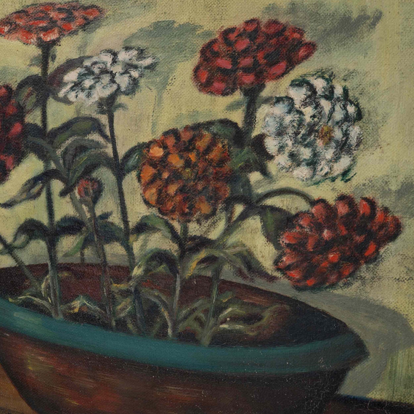 Vintage Floral Study Oil Painting, 1950s