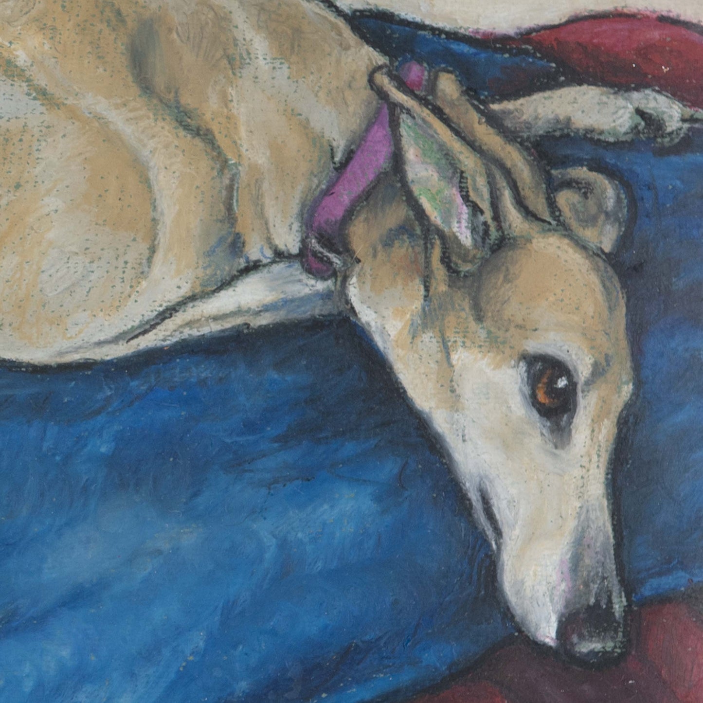 Vintage Greyhound Pastel Drawing, New York
