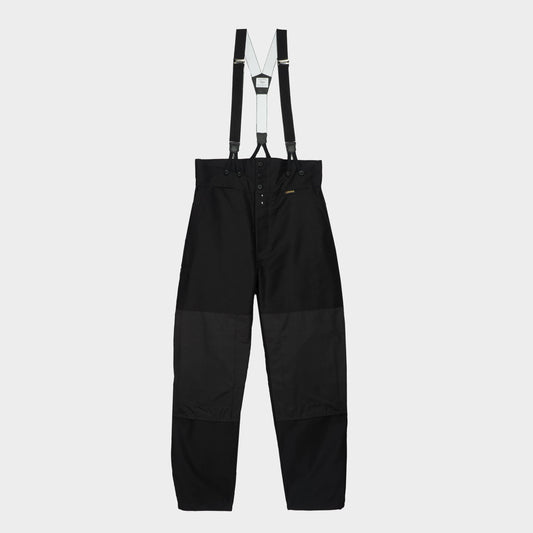 Le Laboureur French Moleskin Farm Pant with Braces in Black