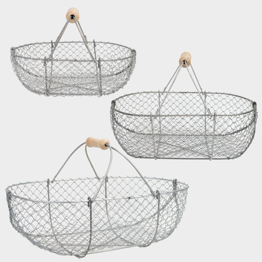 Traditional French Galvanized Harvest Basket