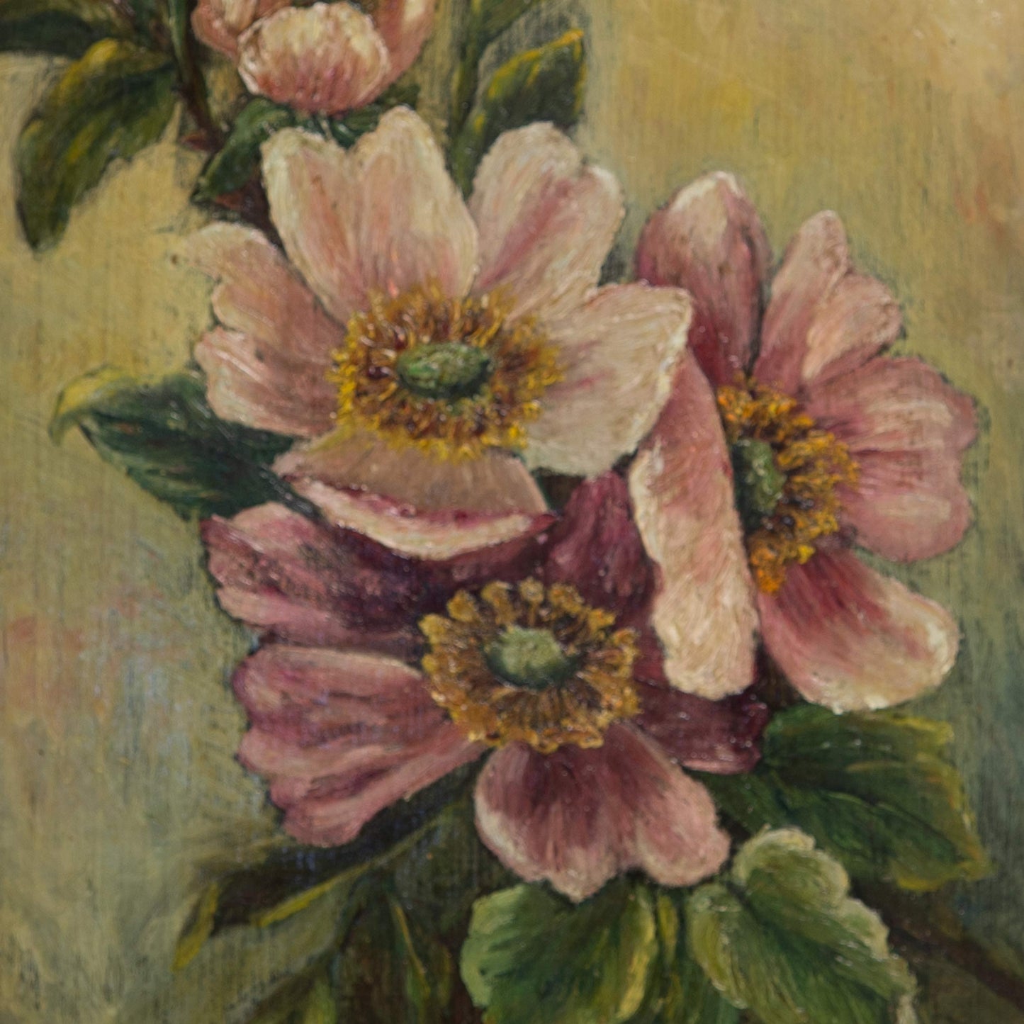 Antique Painting of Wild Roses, 1920s