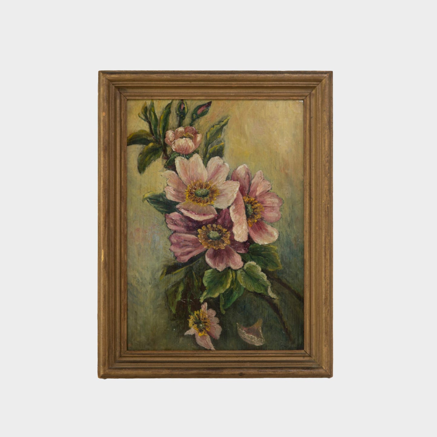 Antique Painting of Wild Roses, 1920s