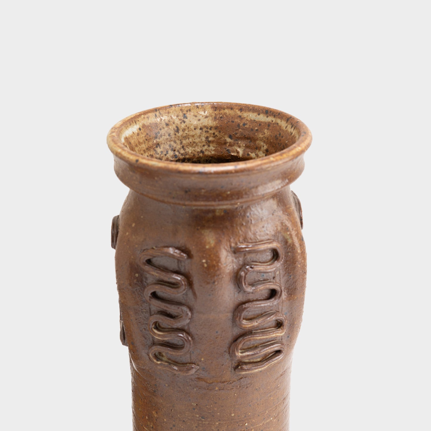 Vintage Ceramic Vase with Snake Squiggle Appliques