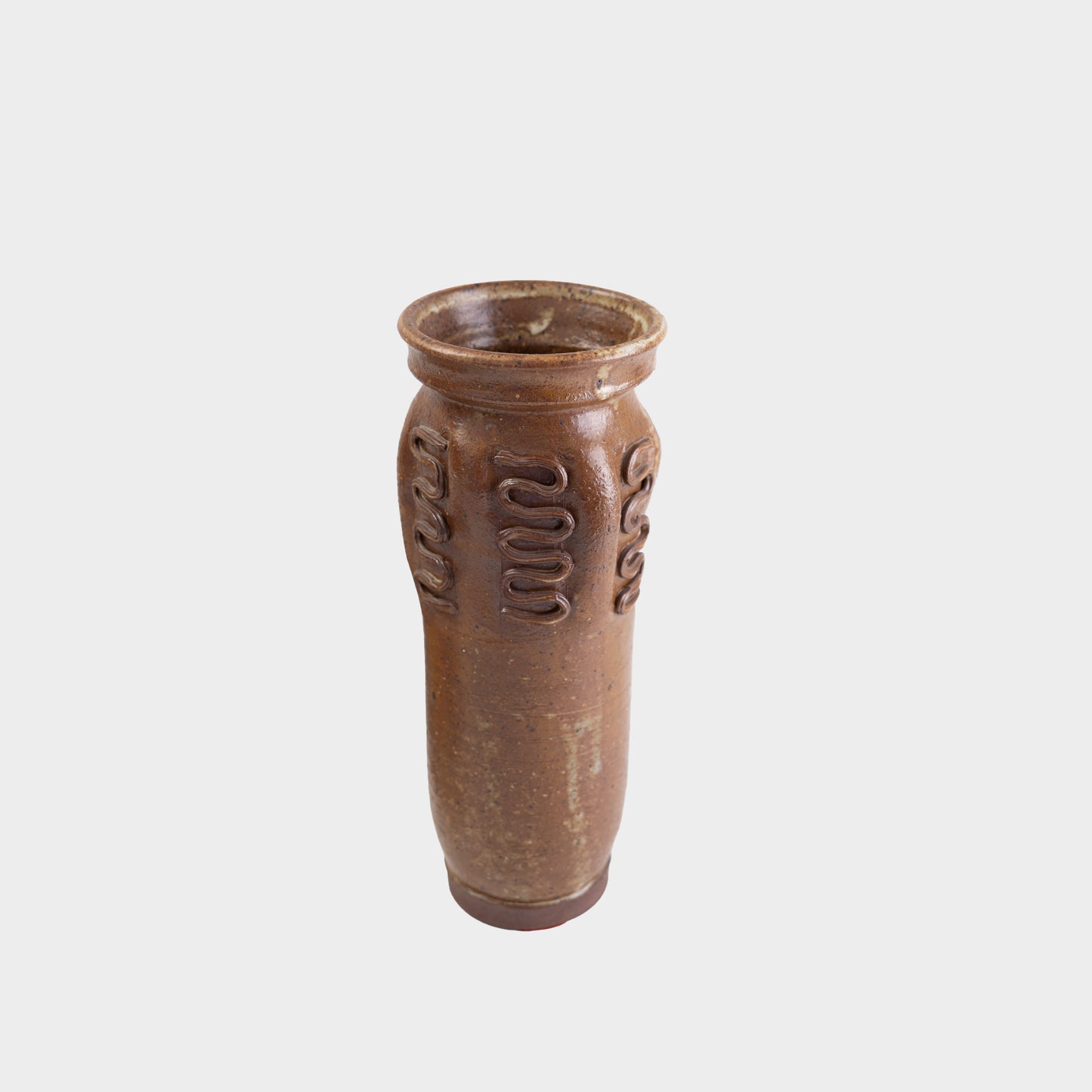 Vintage Ceramic Vase with Snake Squiggle Appliques