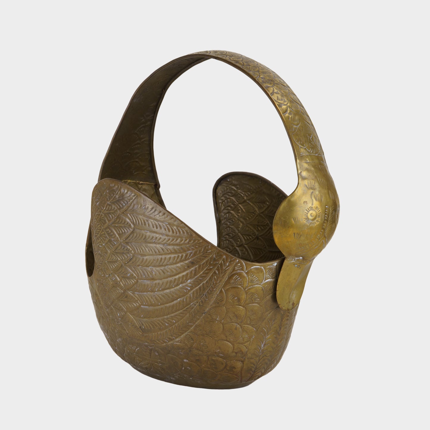 Vintage Brass Swan Basket
