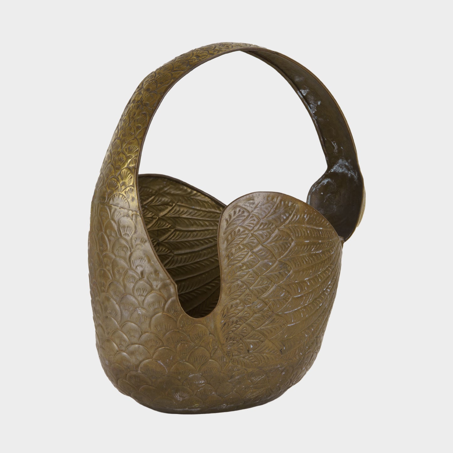 Vintage Brass Swan Basket