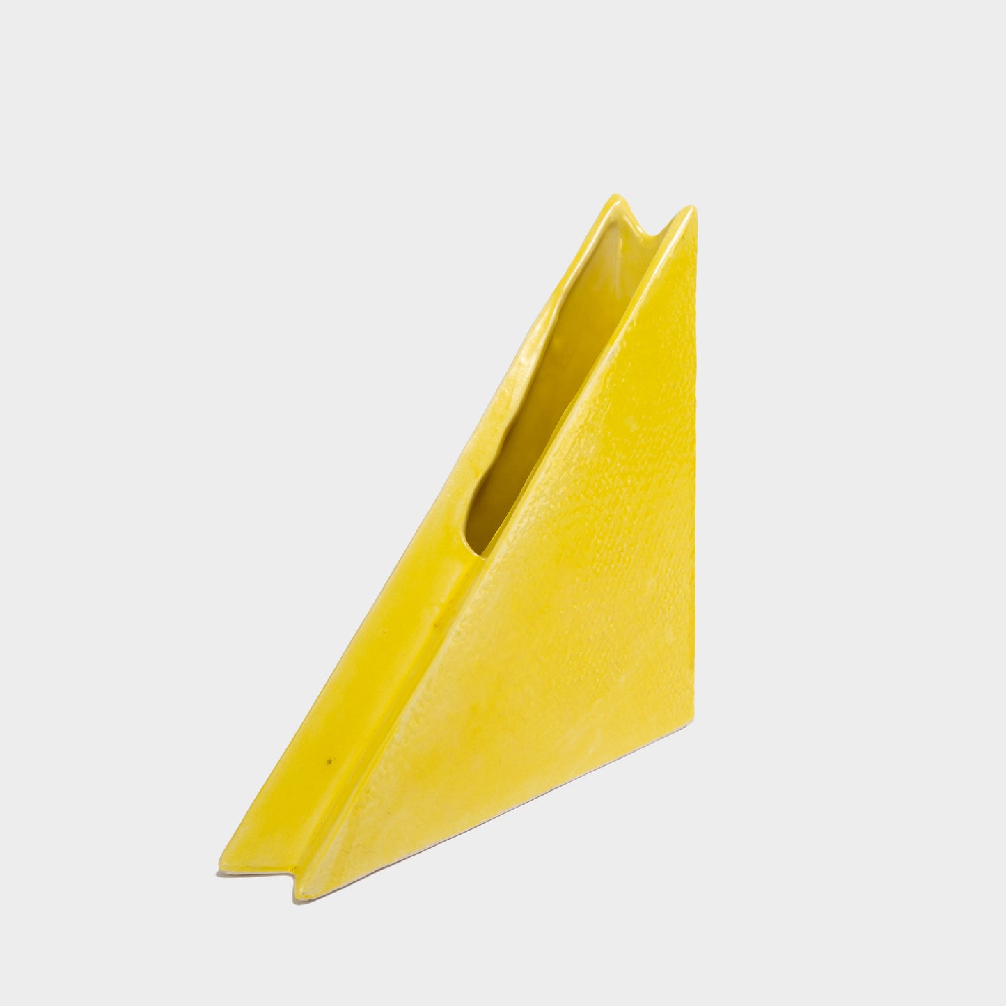 Vintage Yellow Glazed Triangle Vase, Japan