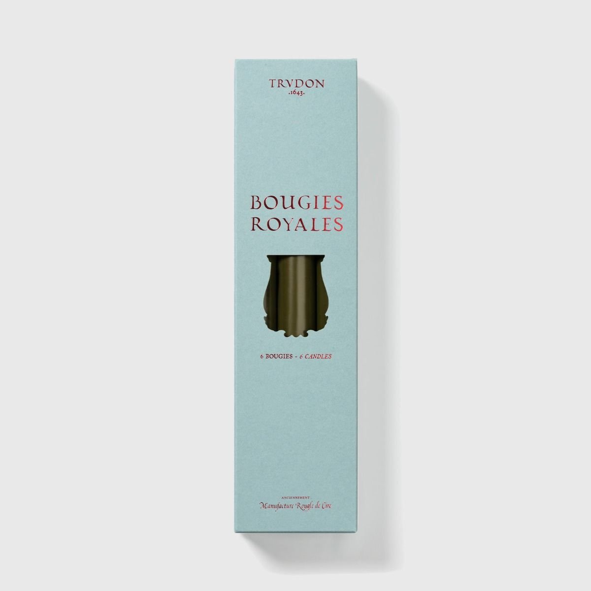 (Waitlist) Set of 6 Trudon 8" Madeleine Taper Candles in Khaki Green