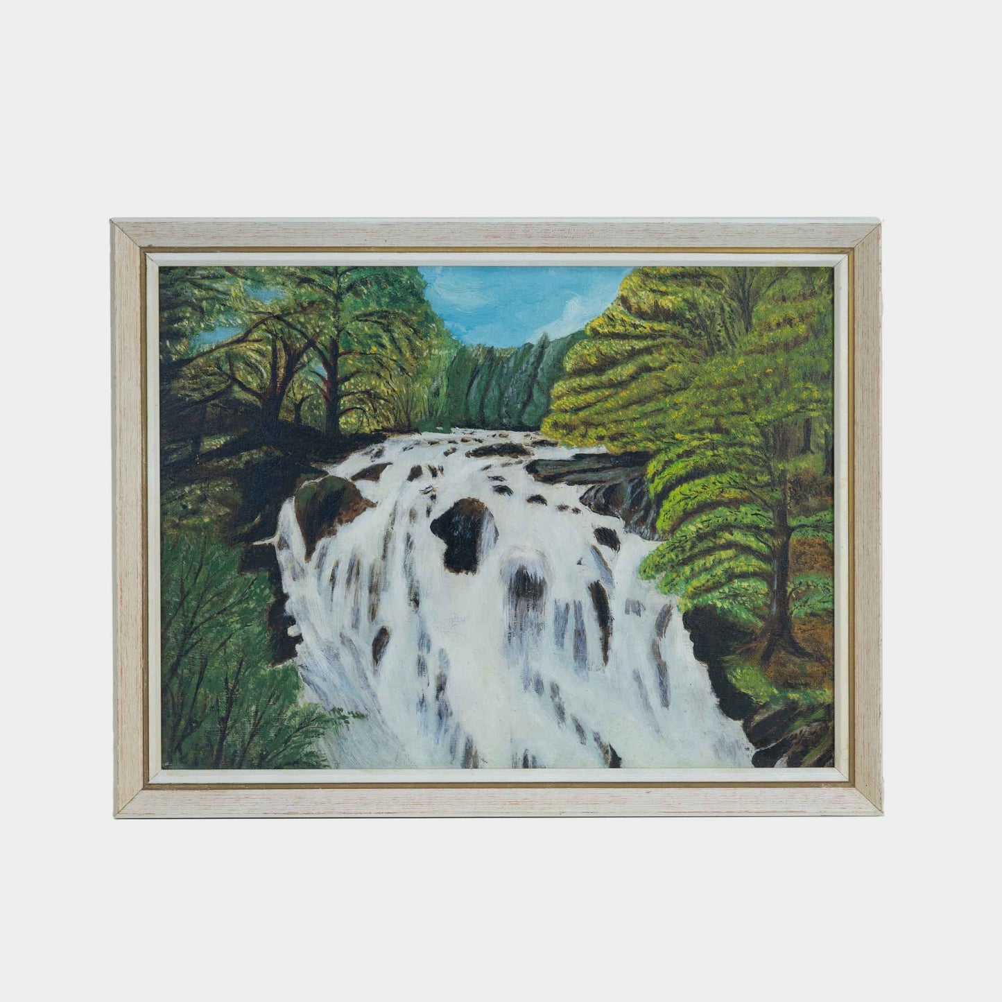 Vintage Painting of Waterfall, England