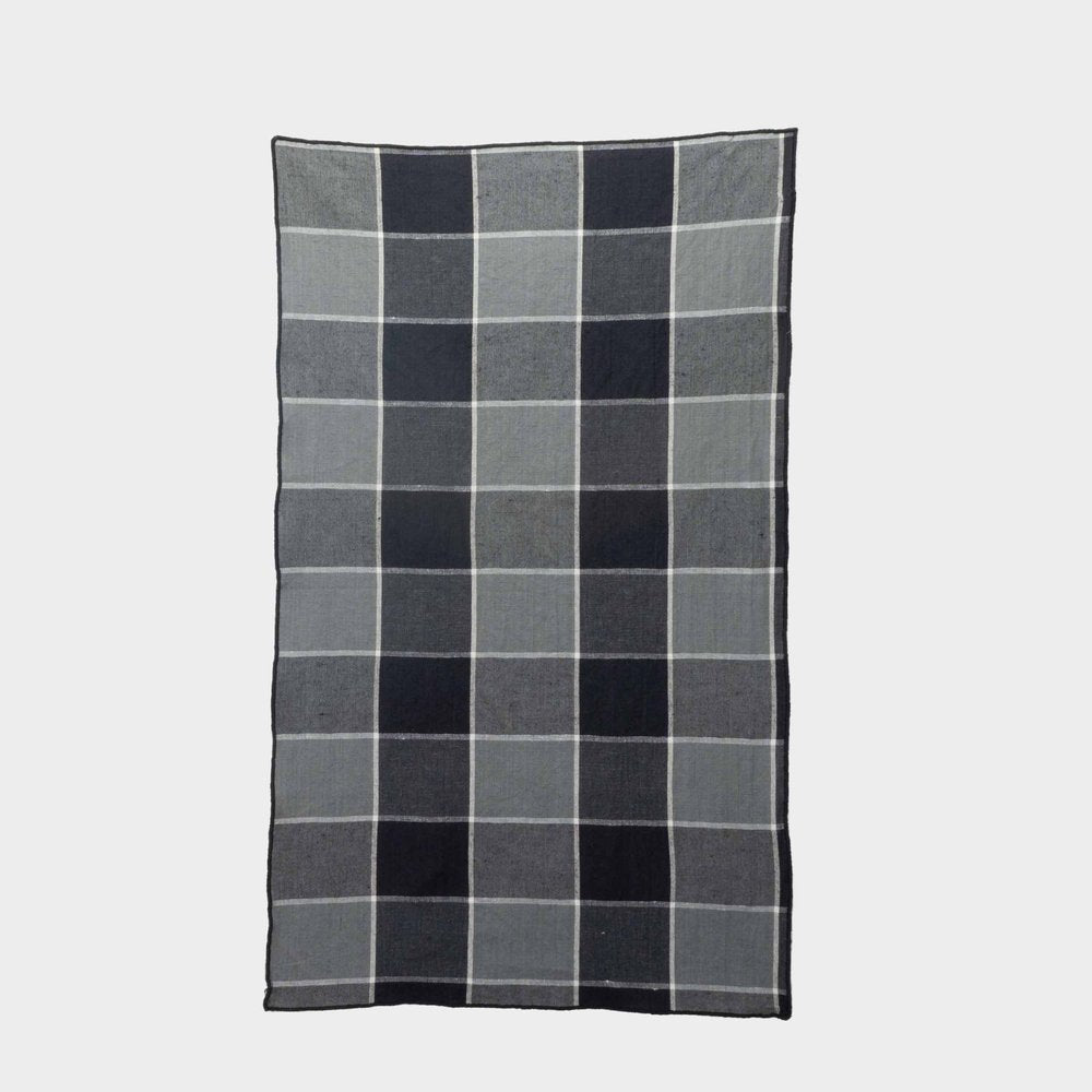 French Linen Kitchen Towel in Windowpane Plaid