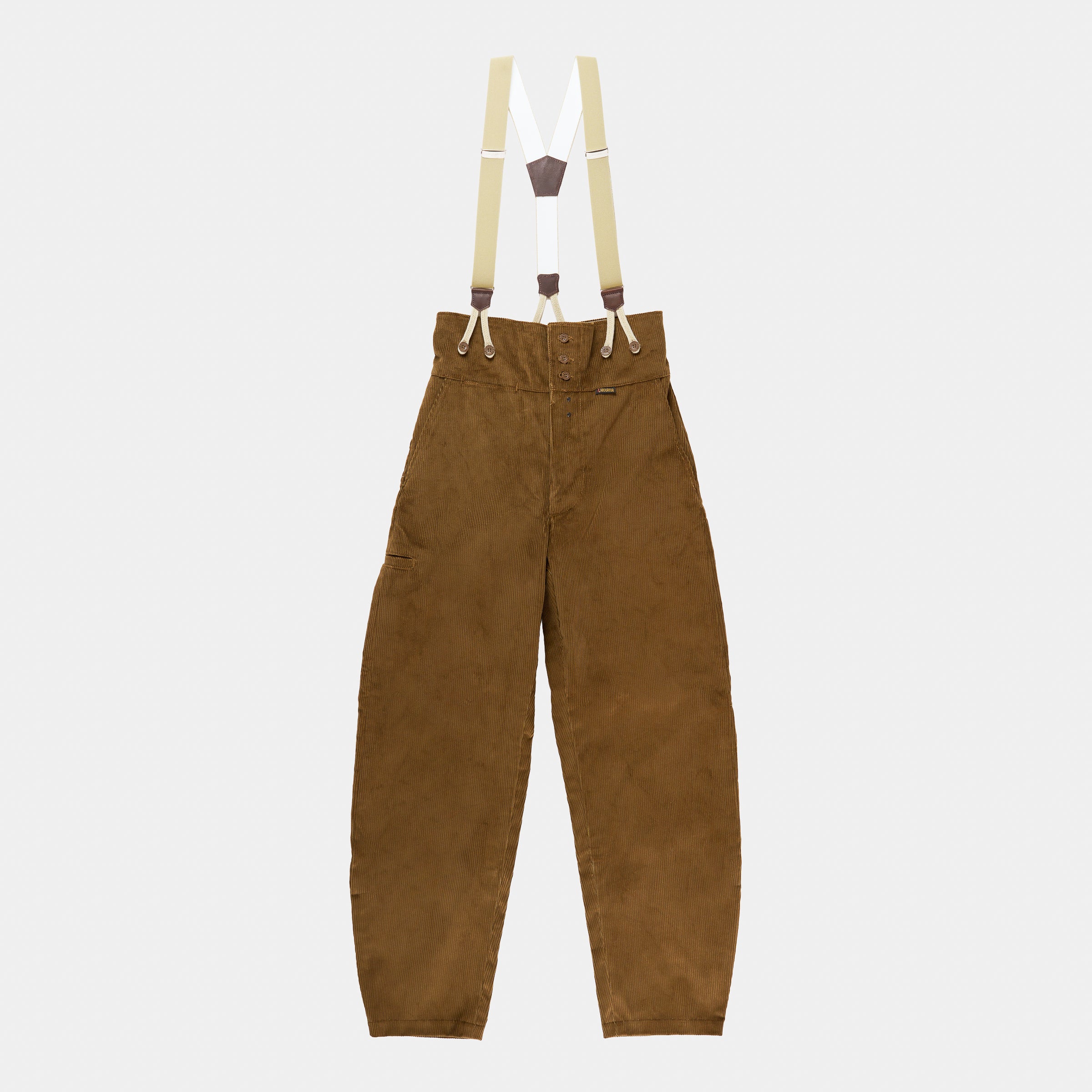 Le Laboureur Corduroy French Farm Pant with Braces in Hazelnut