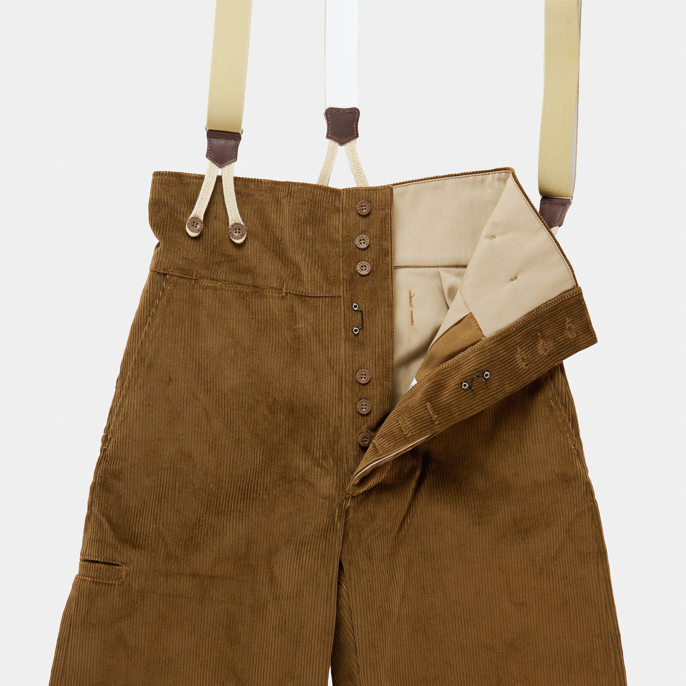Le Laboureur Corduroy French Farm Pant with Braces in Hazelnut