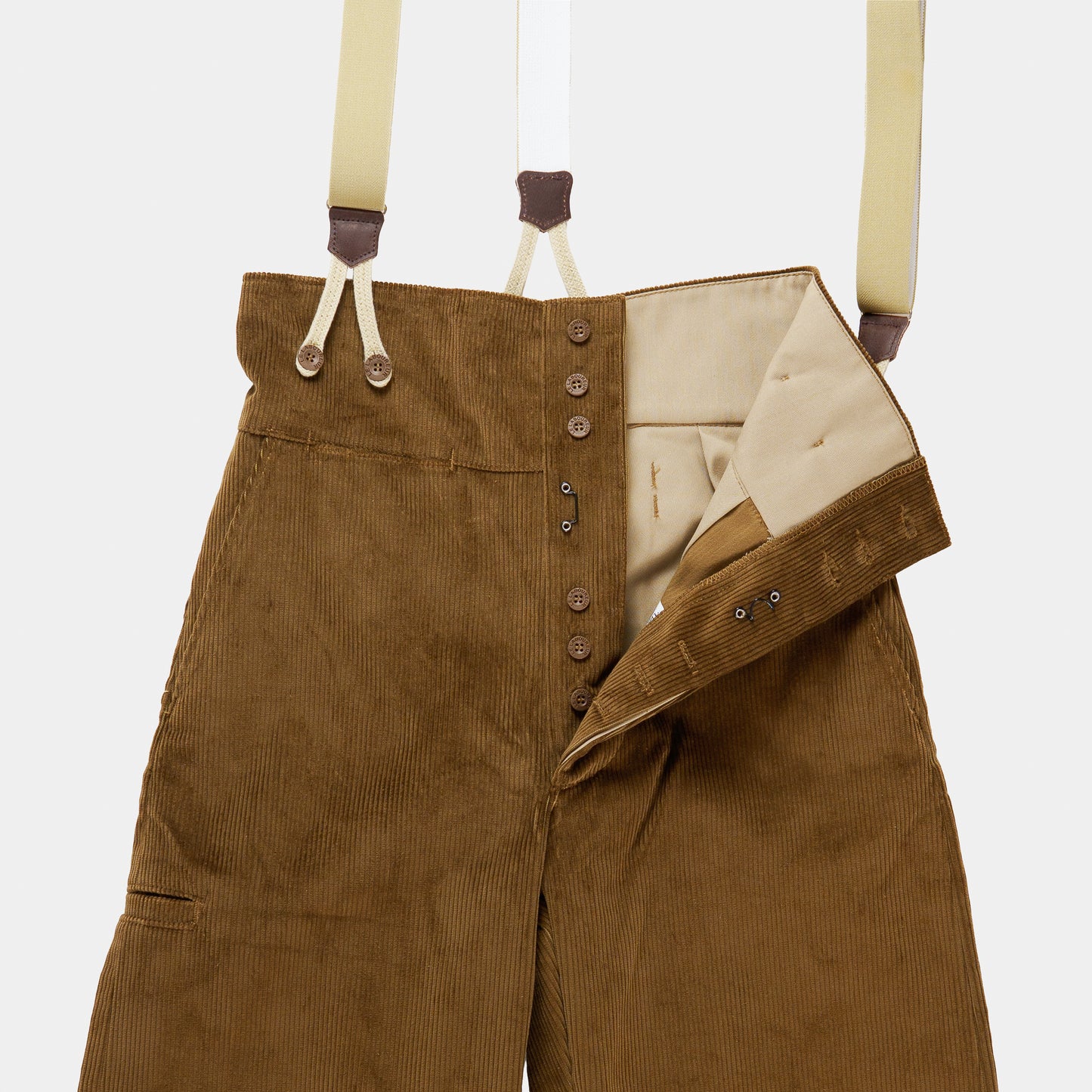 Le Laboureur Corduroy French Farm Pant with Braces in Hazelnut